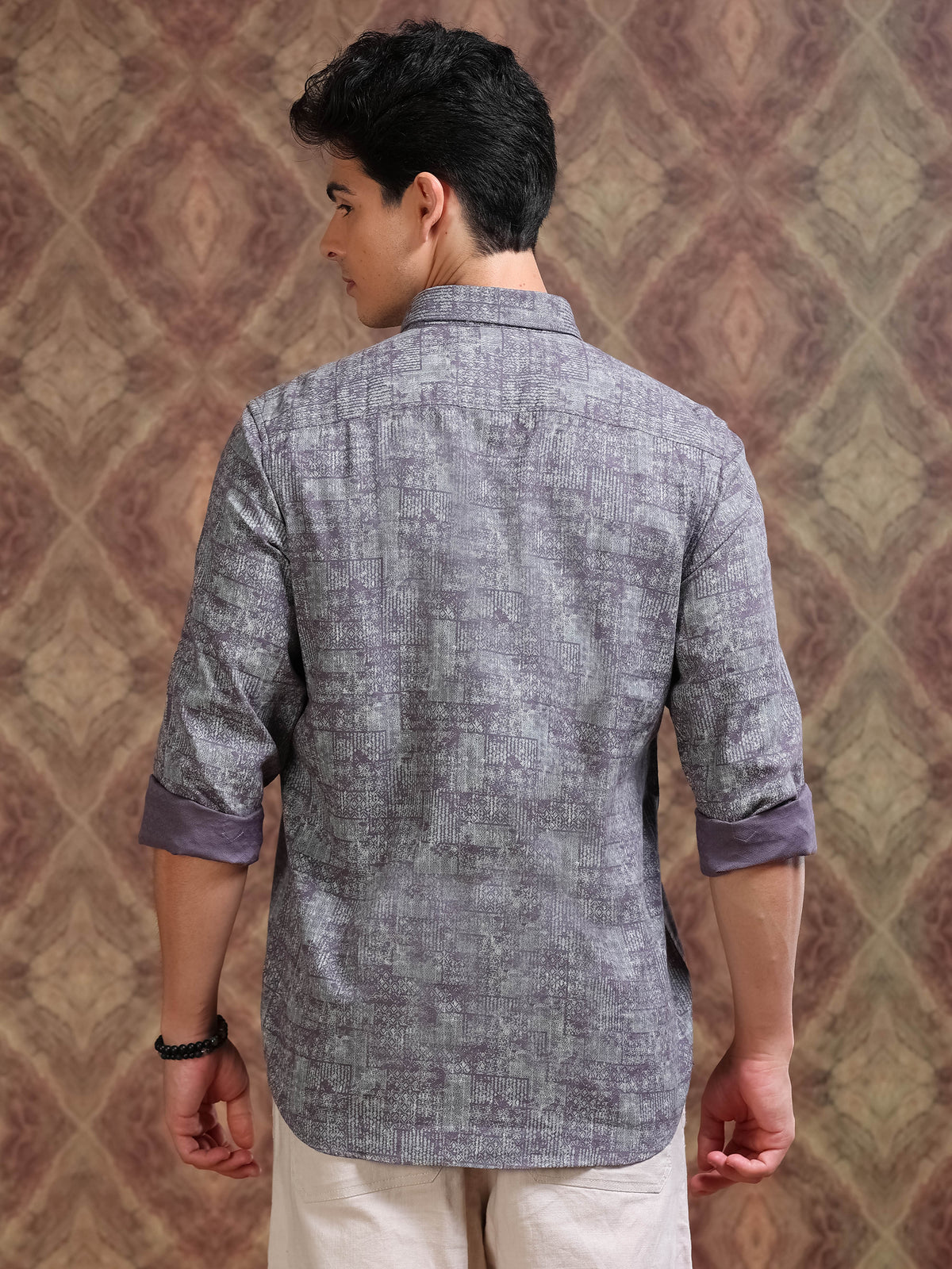 MEN'S HEATHER DOBBY PRINT SLIM FIT SHIRT