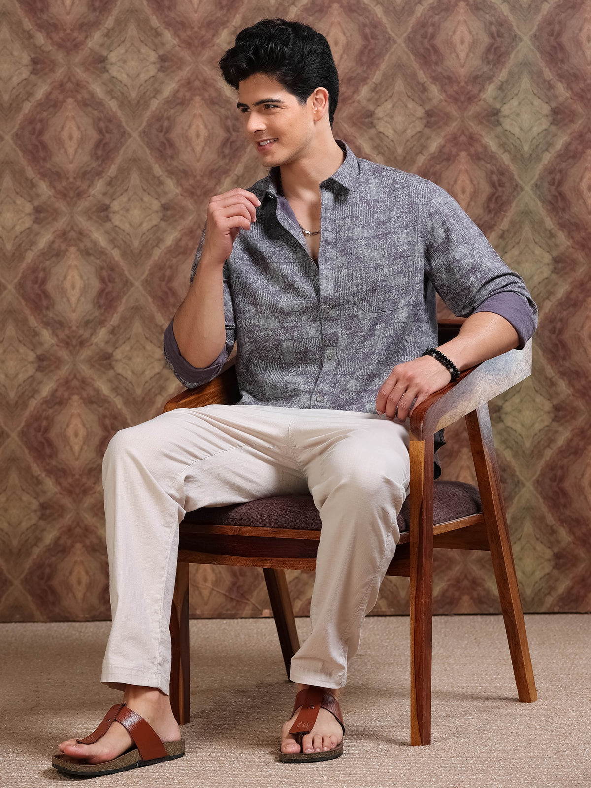 MEN'S HEATHER DOBBY PRINT SLIM FIT SHIRT