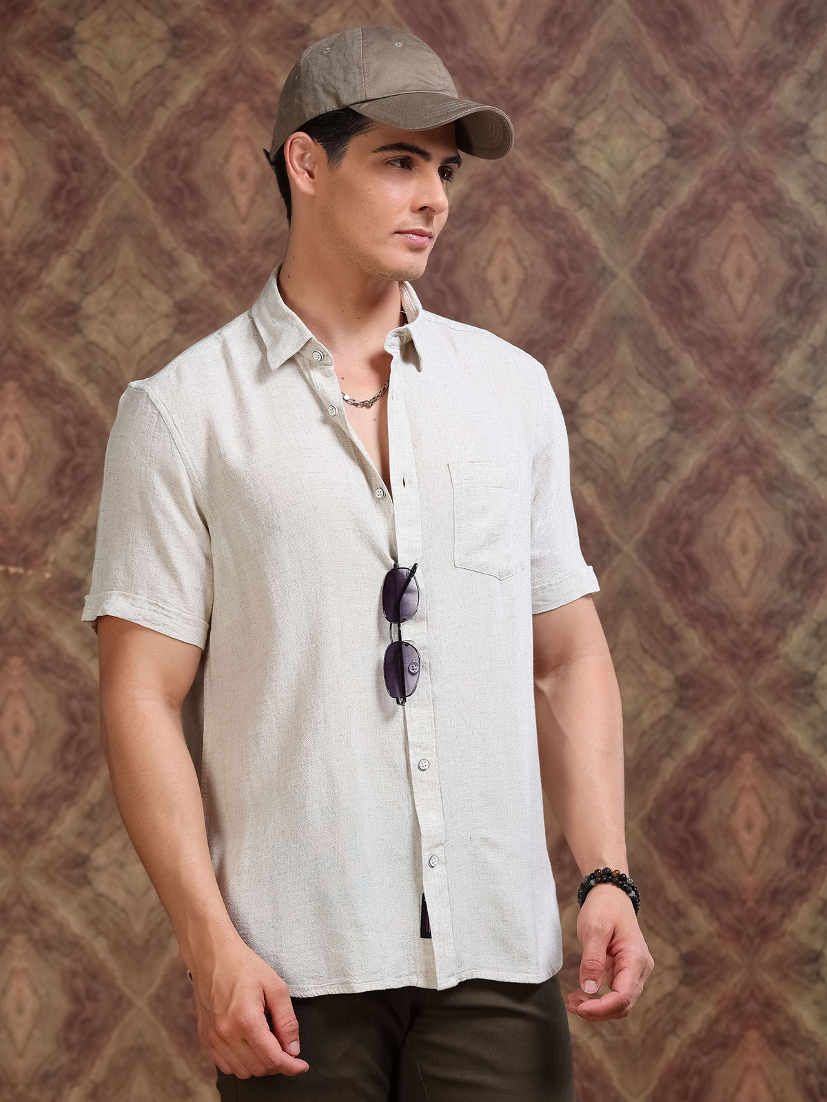 MEN'S NATURAL SOLID SLIM FIT SHIRT