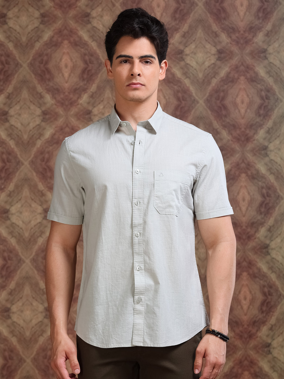 MEN'S LT.GREY SOLID SLIM FIT SHIRT