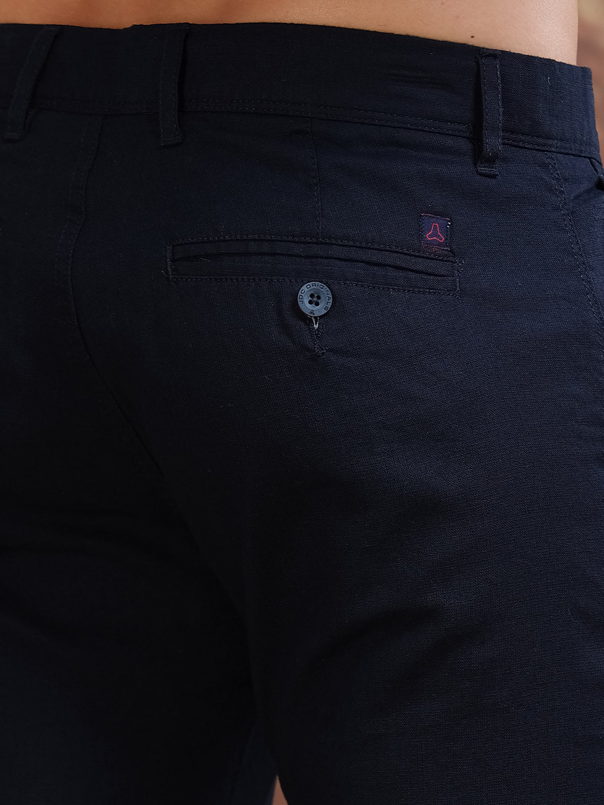 MEN'S NAVY SOLID SLIM FIT TROUSER