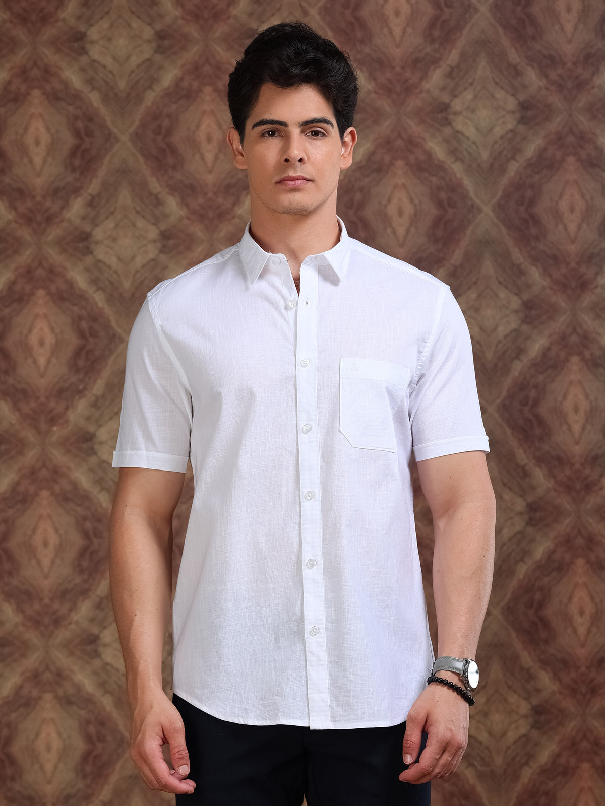 MEN'S WHITE SOLID SLIM FIT SHIRT
