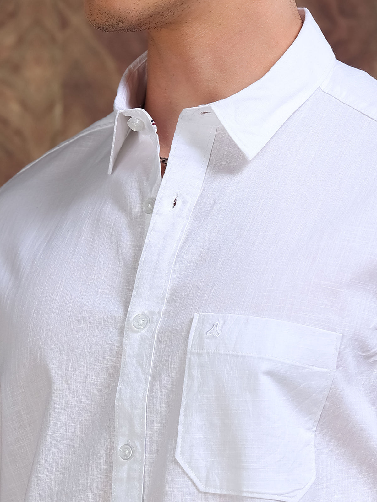 MEN'S WHITE SOLID SLIM FIT SHIRT