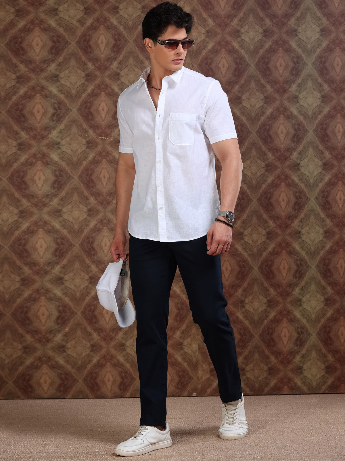 MEN'S WHITE SOLID SLIM FIT SHIRT