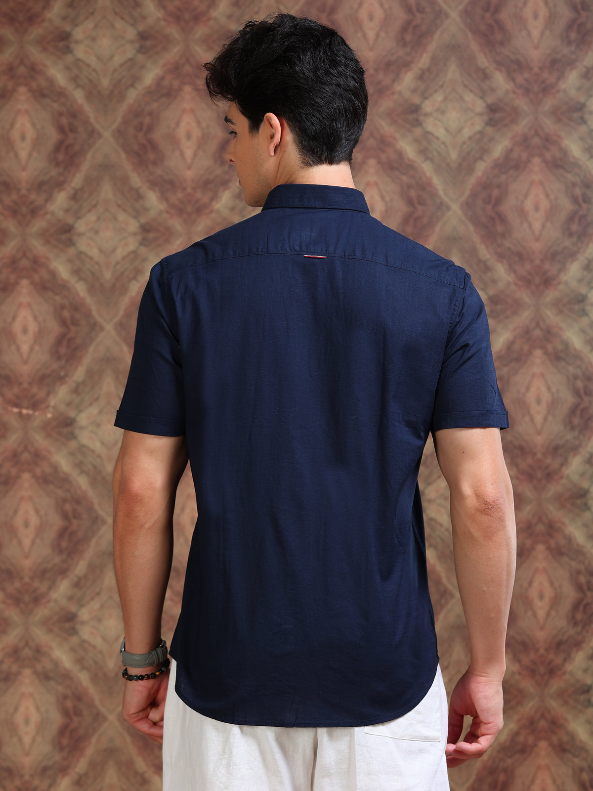 MEN'S NAVY SOLID SLIM FIT SHIRT