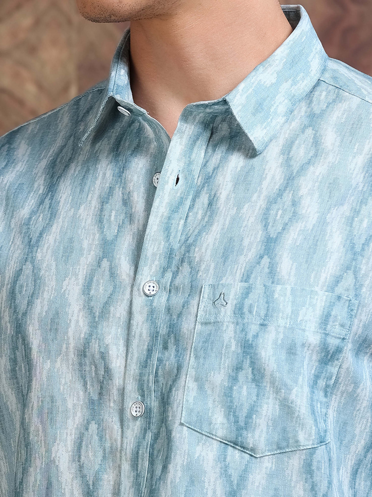 MEN'S BULE PRINT SLIM FIT SHIRT