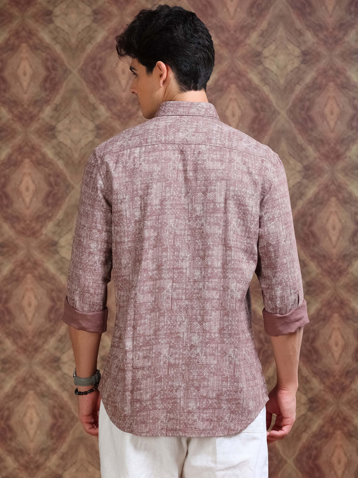 MEN'S BRICK DOBBY PRINT SLIM FIT SHIRT