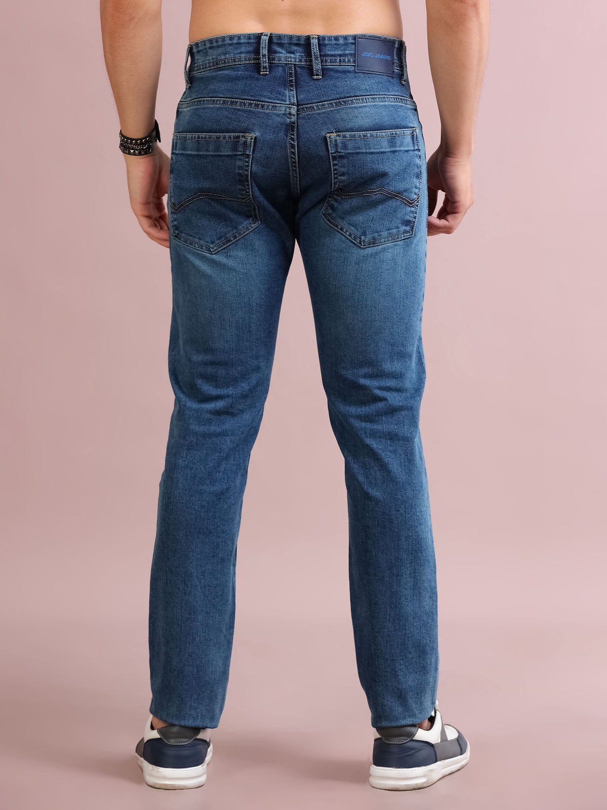 MEN'S TINT BLUE SOLID SLIM FIT JEANS