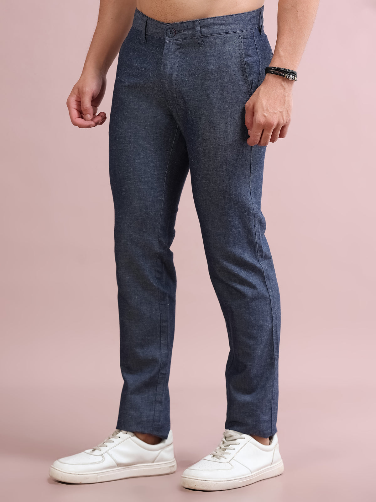 MEN'S DK.NAVY SOLID SLIM FIT TROUSER