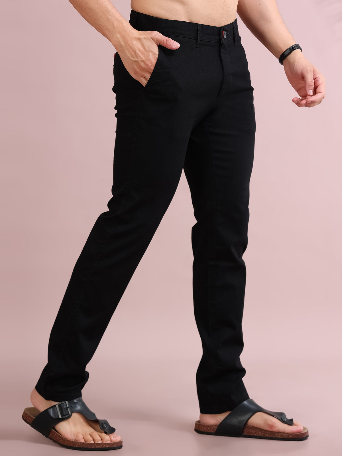 MEN'S BLACK SOLID SLIM FIT TROUSER