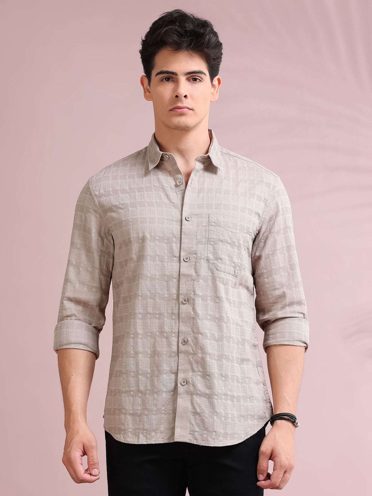 MEN'S MUD SELF DESIGN SLIM FIT SHIRT