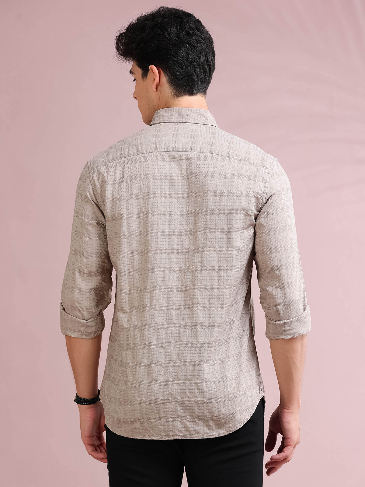 MEN'S MUD SELF DESIGN SLIM FIT SHIRT