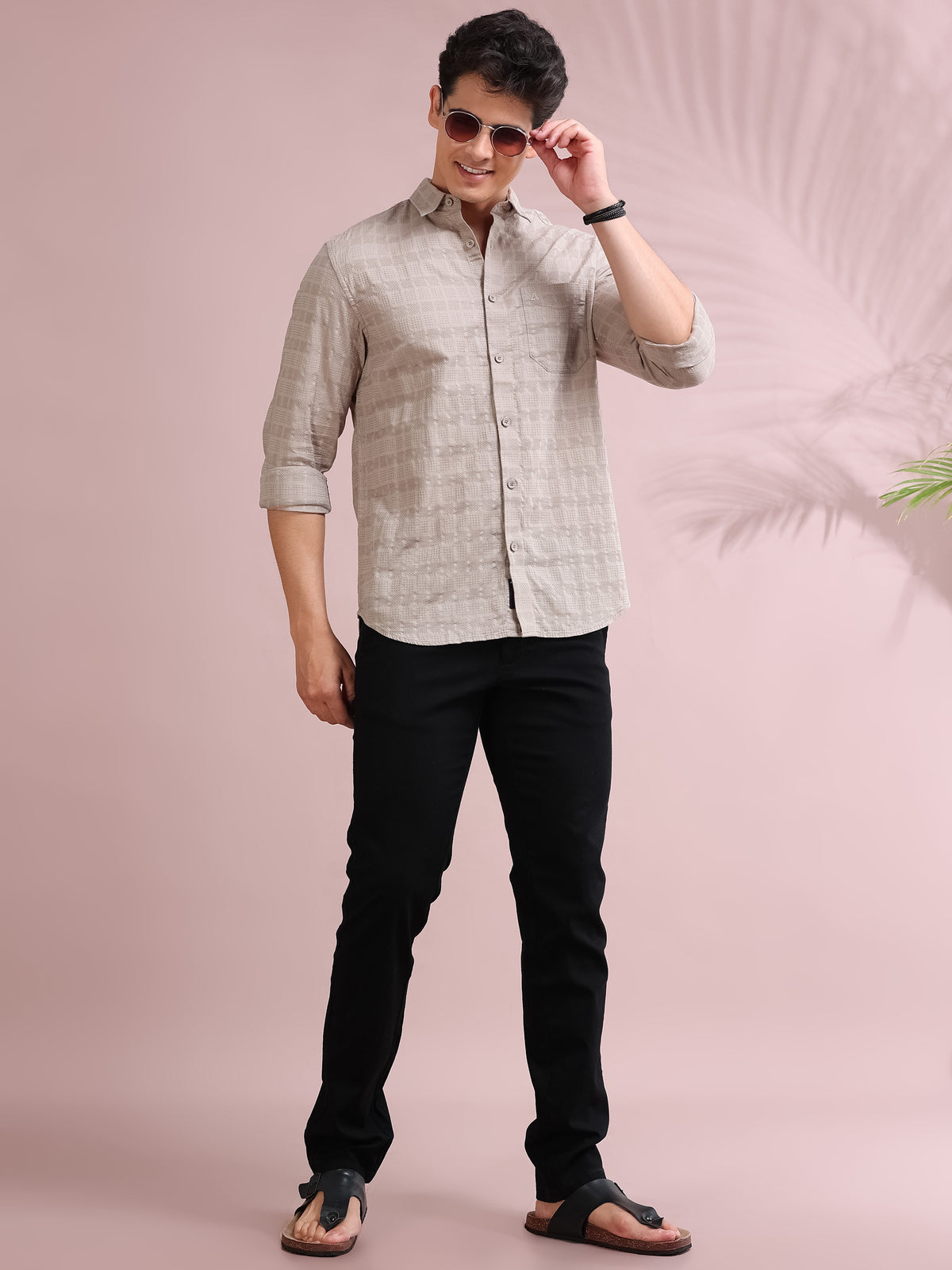 MEN'S BLACK SOLID SLIM FIT TROUSER