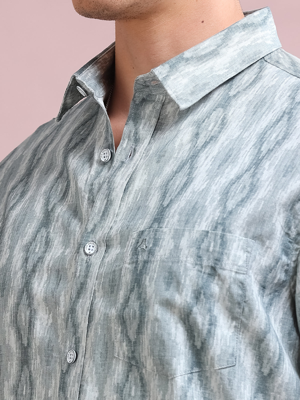 MEN'S GREY PRINT SLIM FIT SHIRT