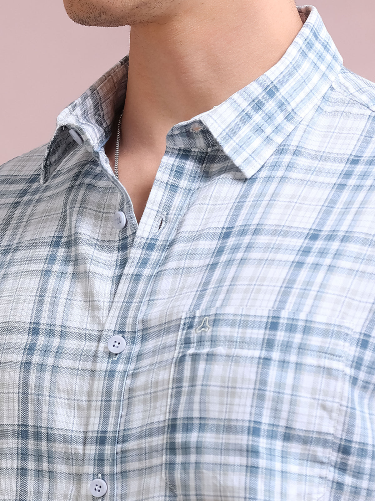 MEN'S BLUE CHECKS SLIM FIT SHIRT