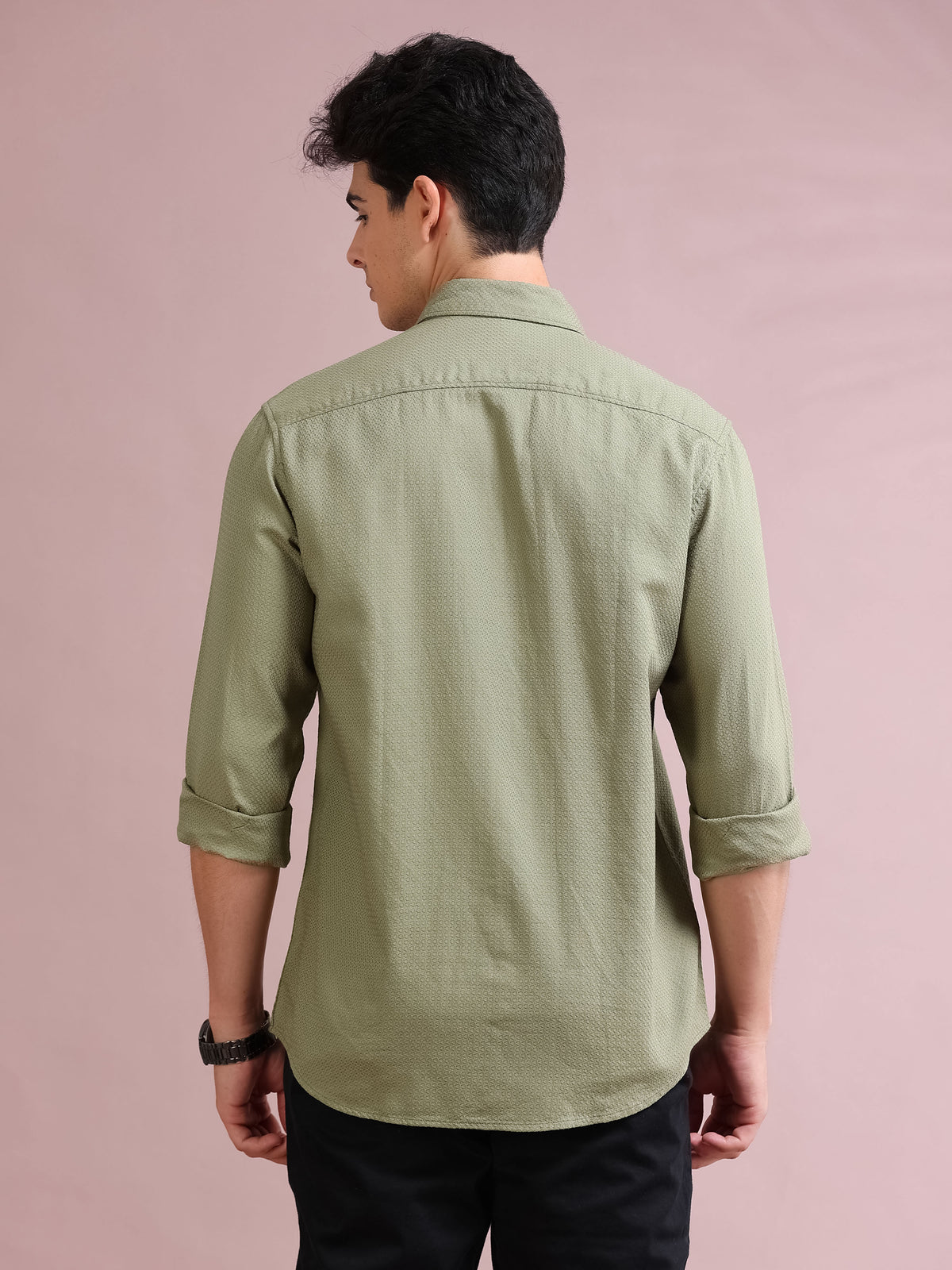 MEN'S BASIL SELF DESIGN SLIM FIT SHIRT