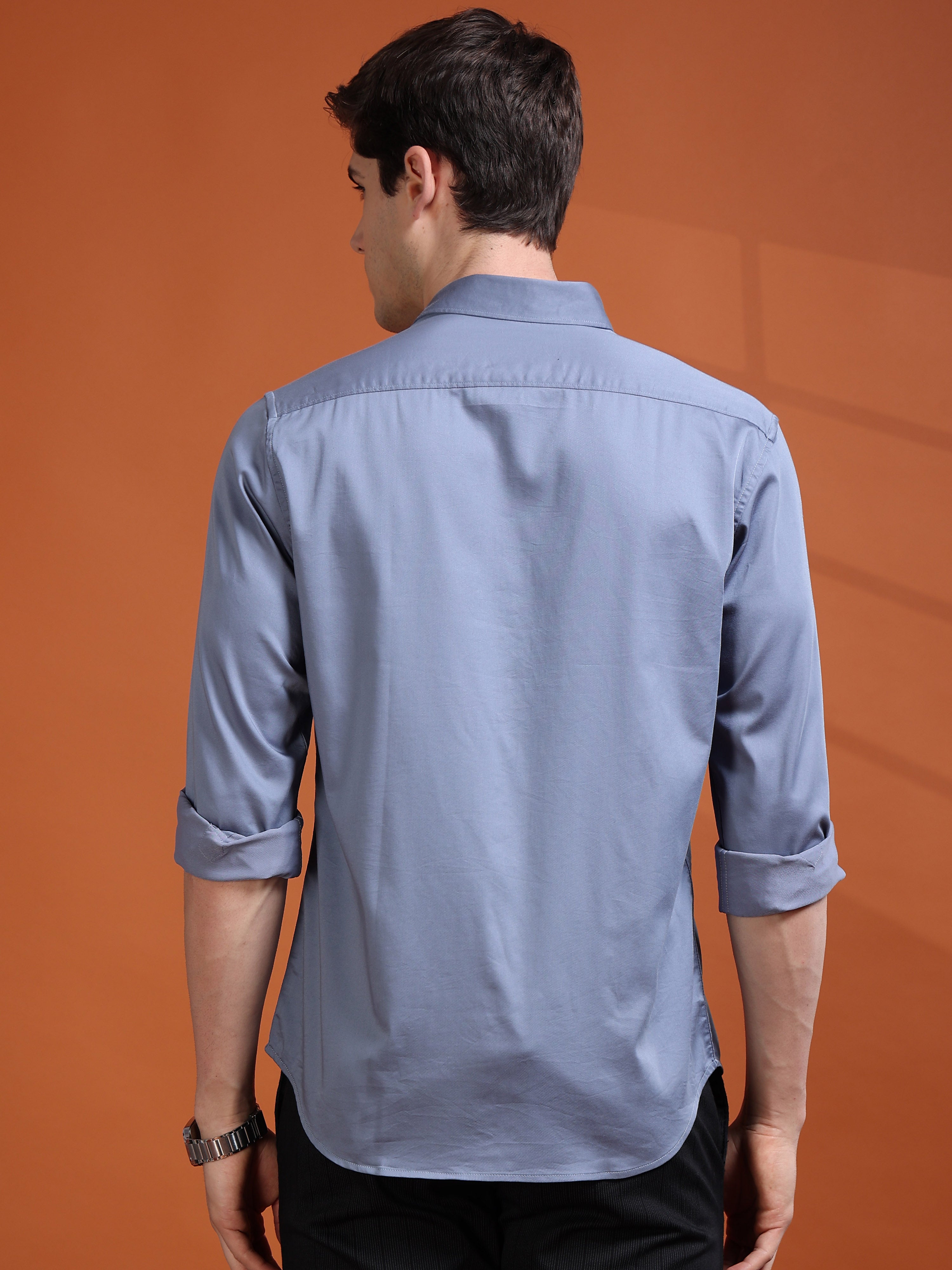 MEN'S LT.BLUE SOLID SLIM FIT SHIRT