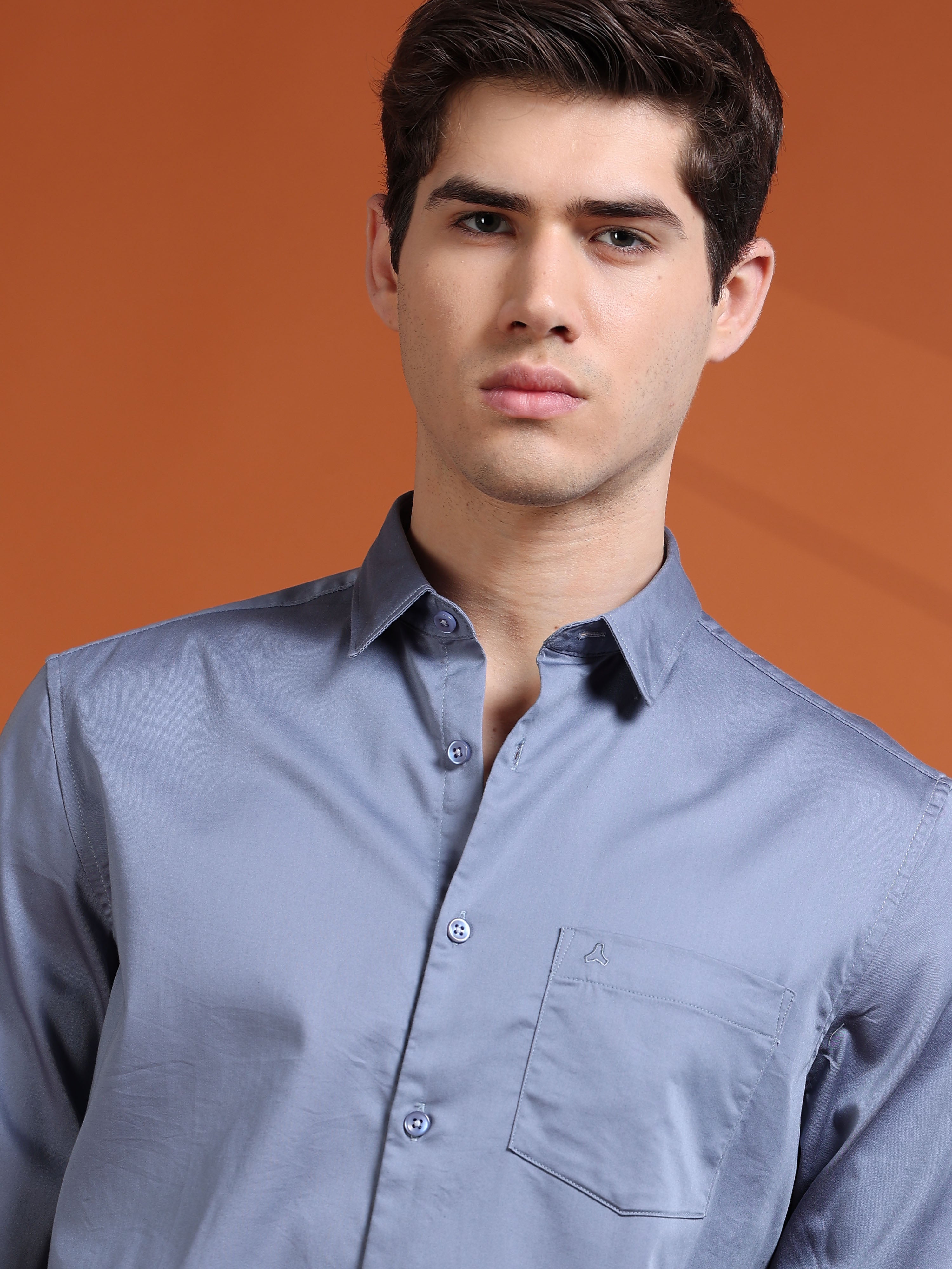 MEN'S LT.BLUE SOLID SLIM FIT SHIRT