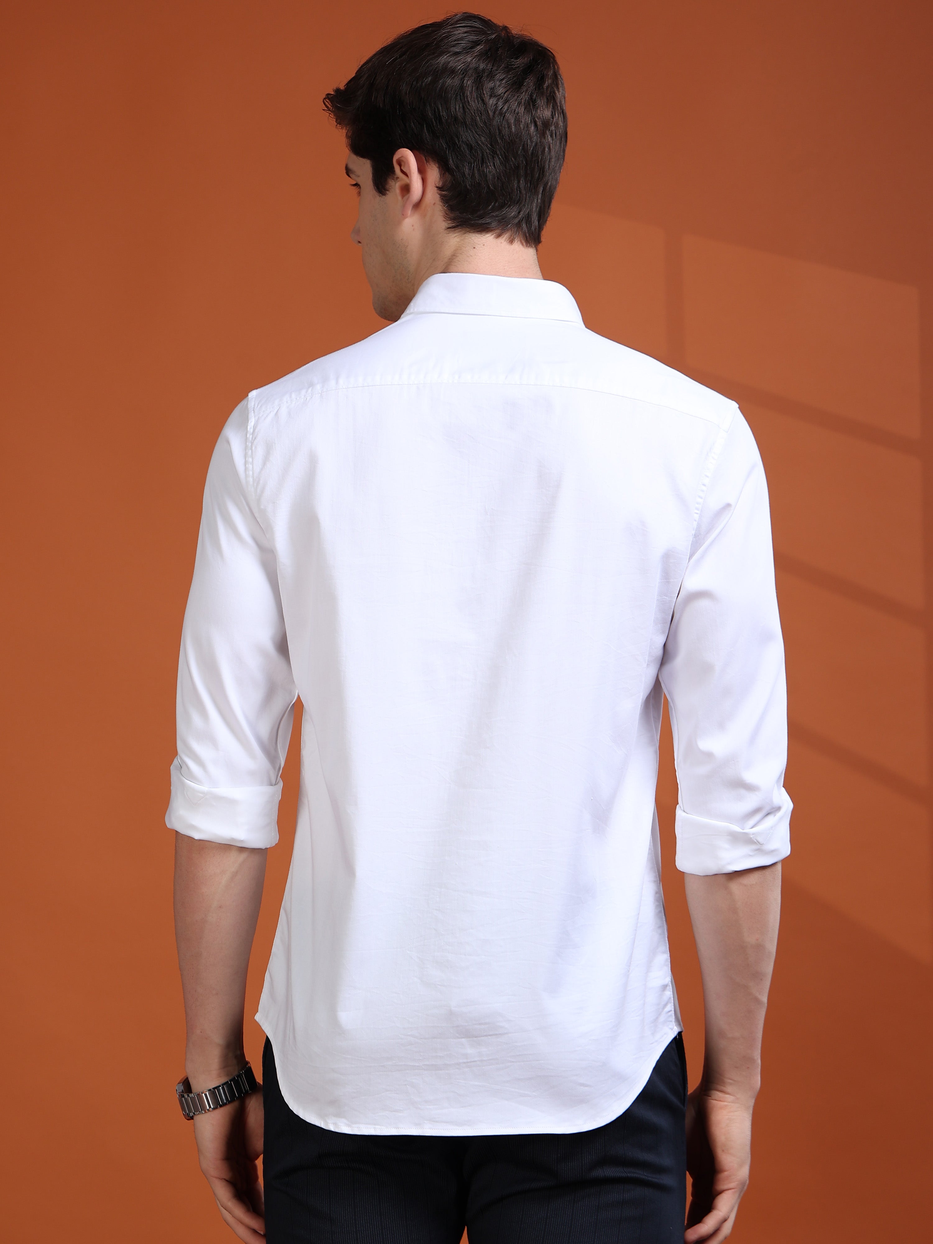 MEN'S WHITE SOLID SLIM FIT SHIRT