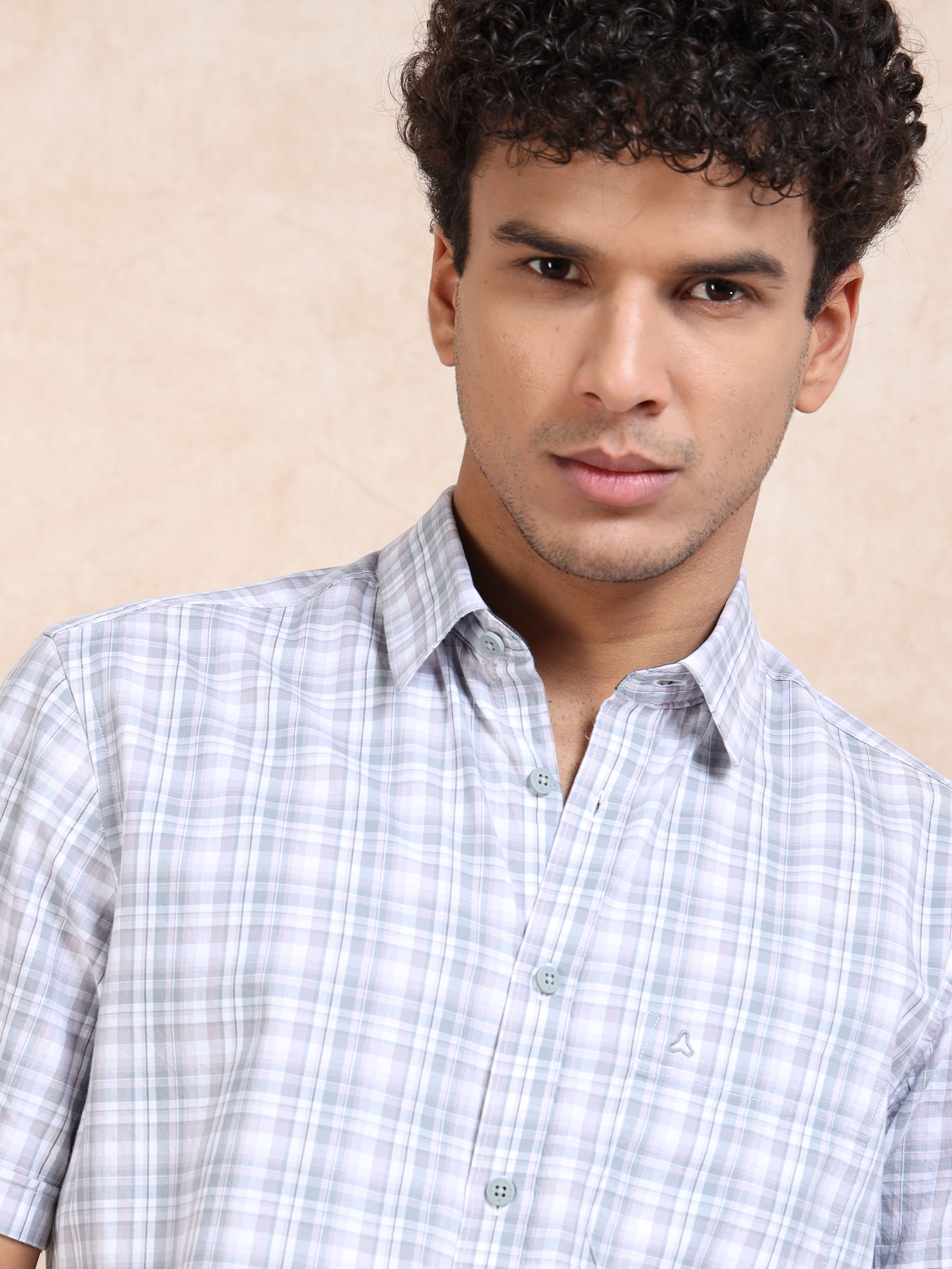 MEN'S LT.PURPLE CHECKS SLIM FIT SHIRT