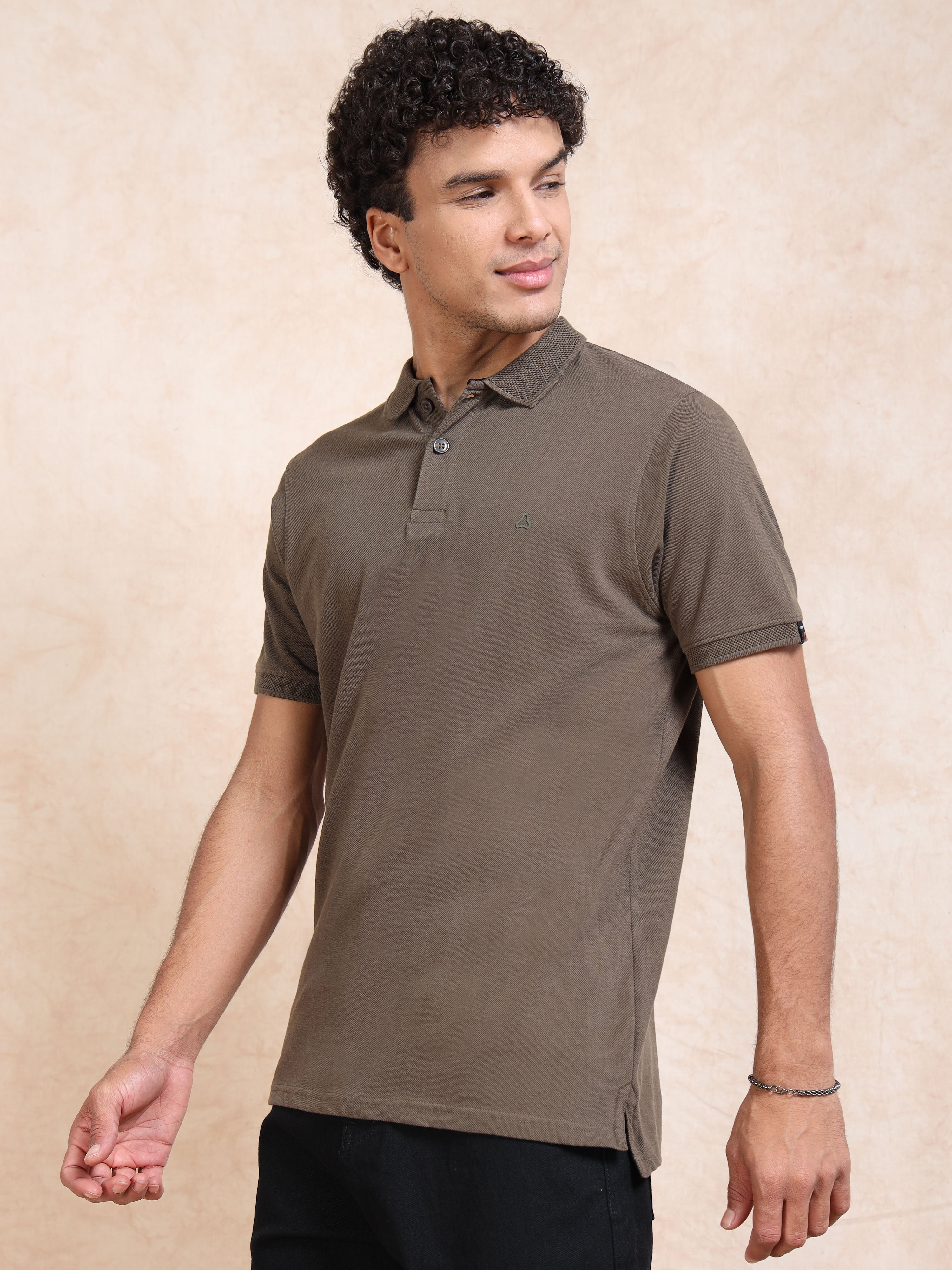 MEN'S OLIVE SLIM FIT POLO TSHIRT