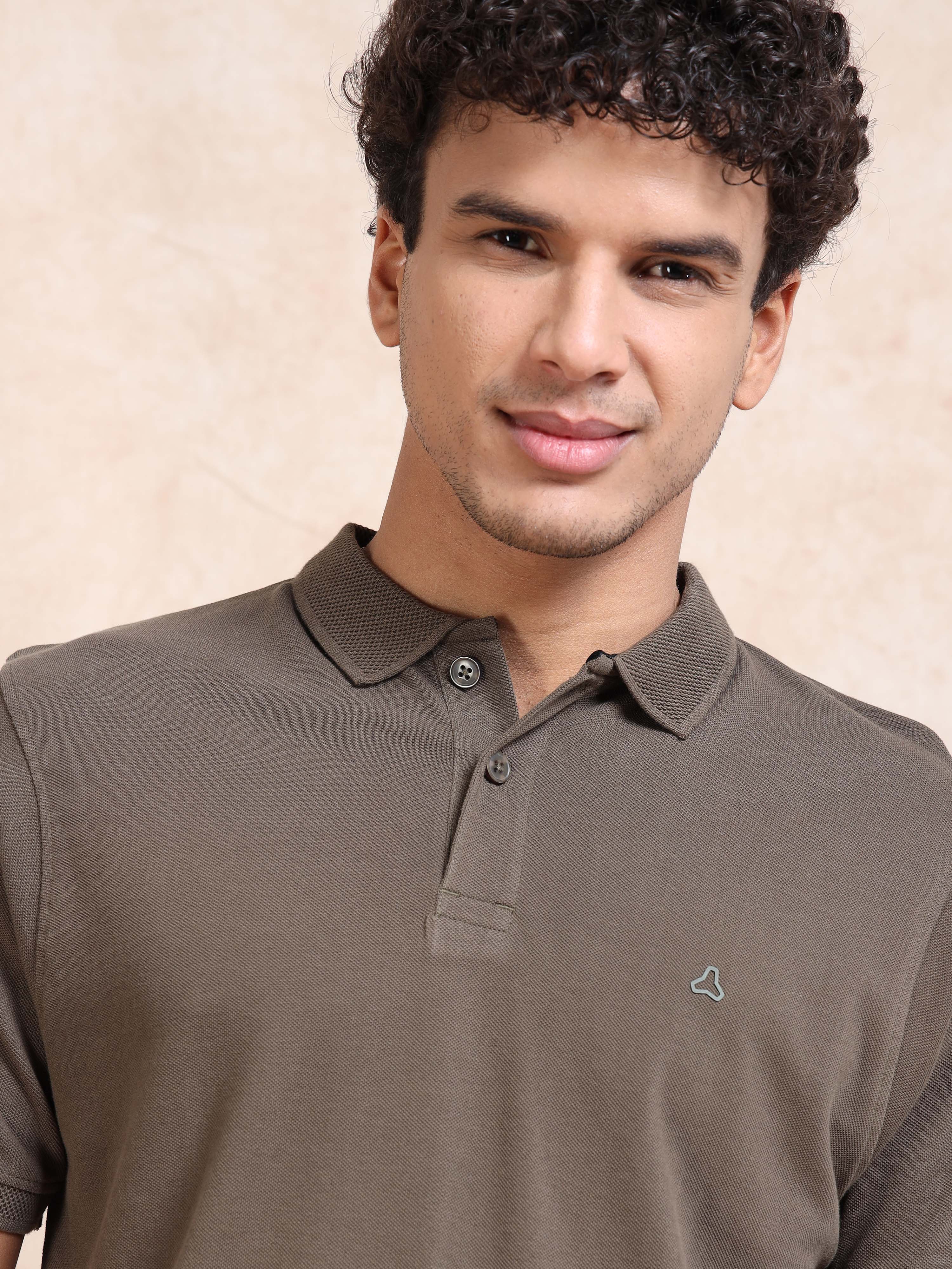 MEN'S OLIVE SLIM FIT POLO TSHIRT