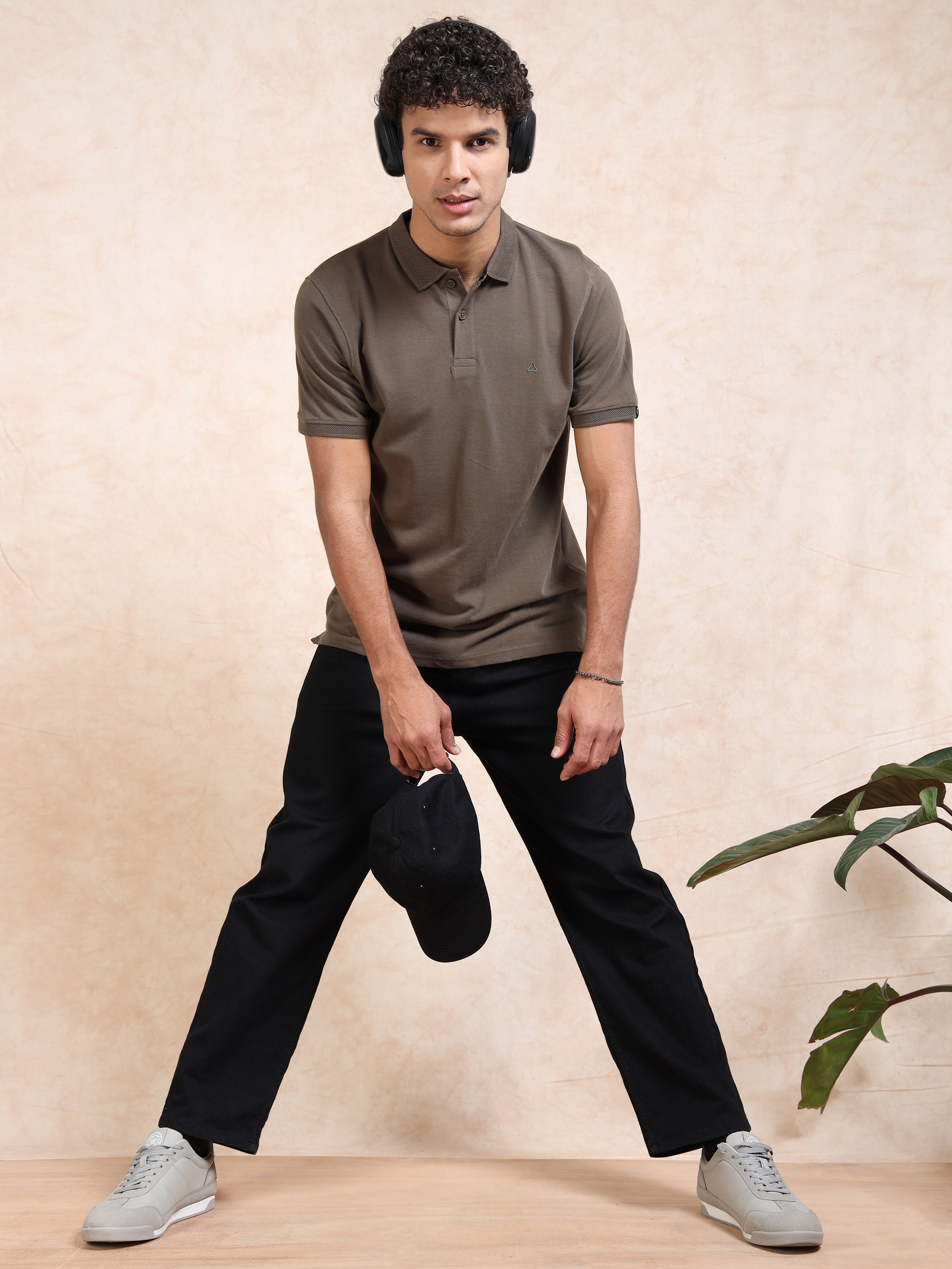 MEN'S OLIVE SLIM FIT POLO TSHIRT