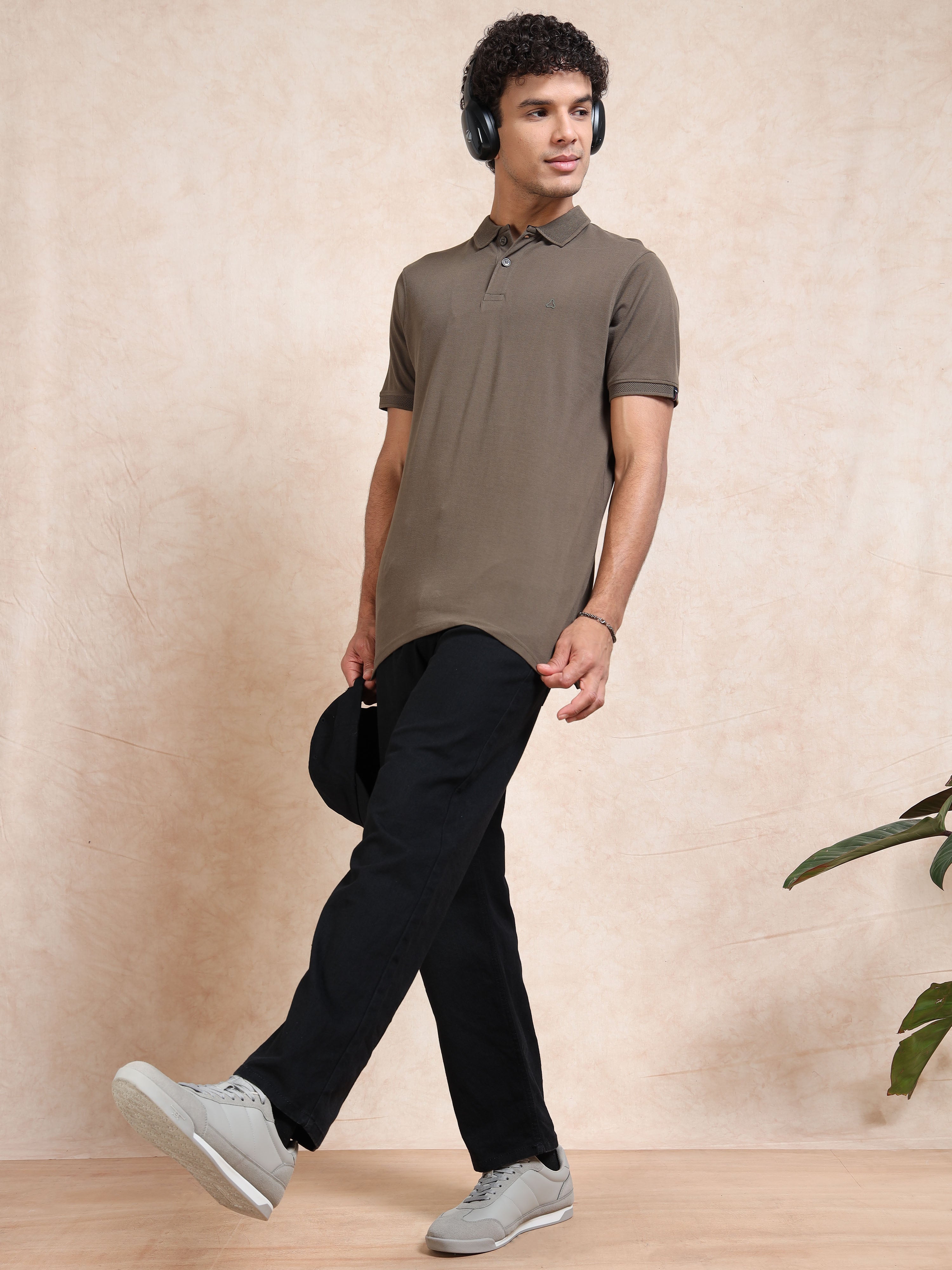 MEN'S OLIVE SLIM FIT POLO TSHIRT