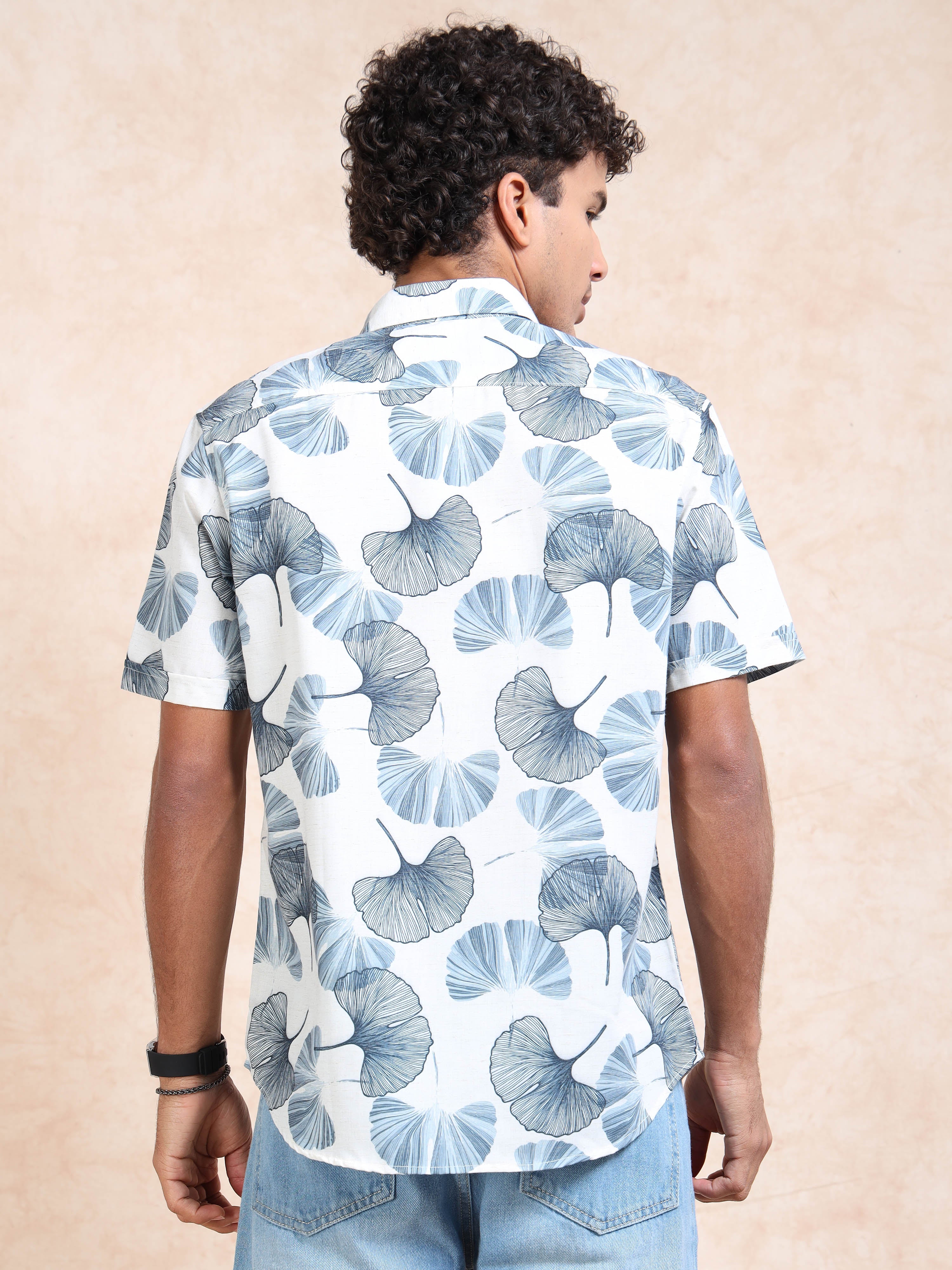 MEN'S DK.BLUE PRINT SLIM FIT SHIRT