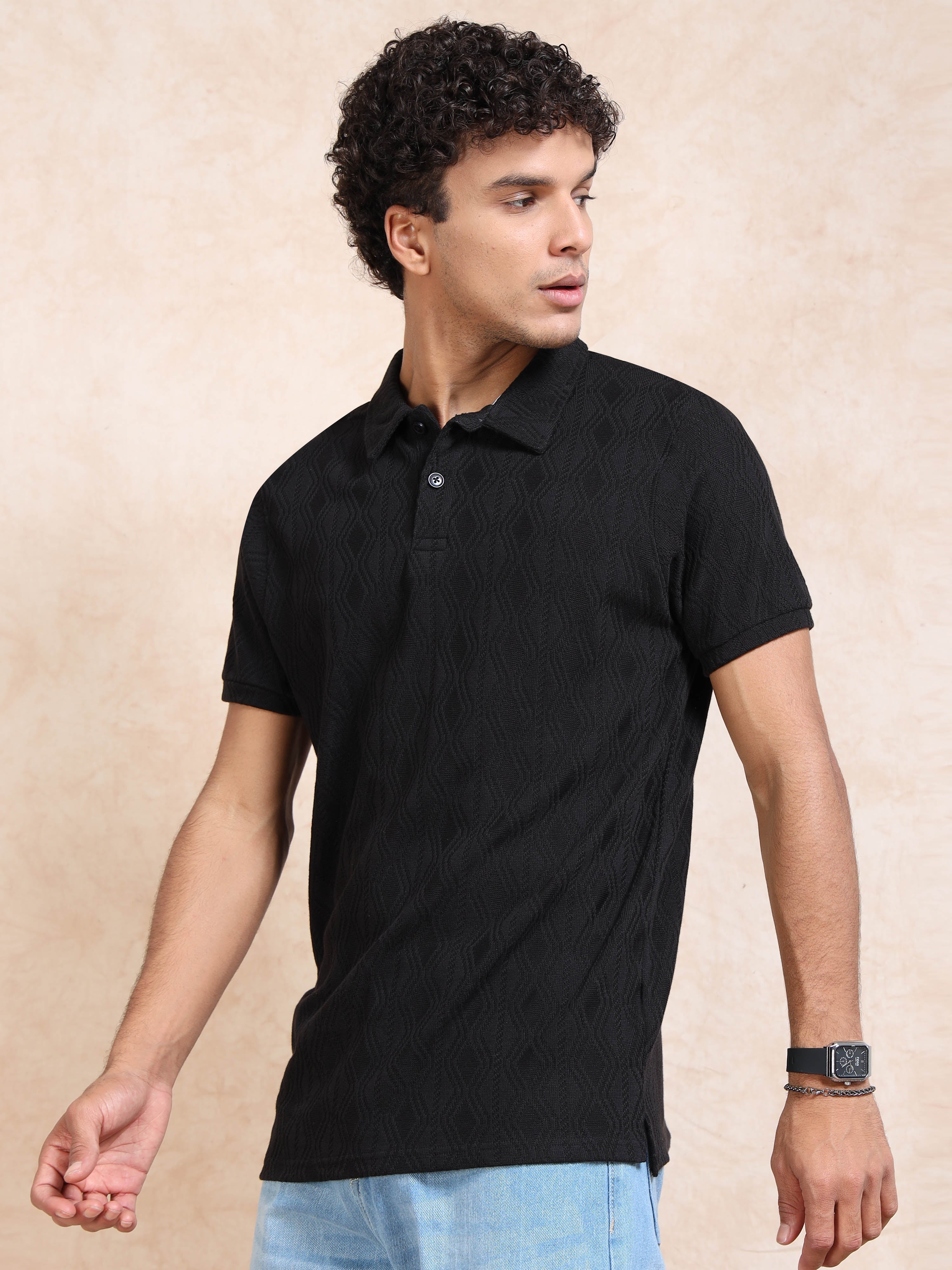 MEN'S BLACK SLIM FIT POLO T SHIRT