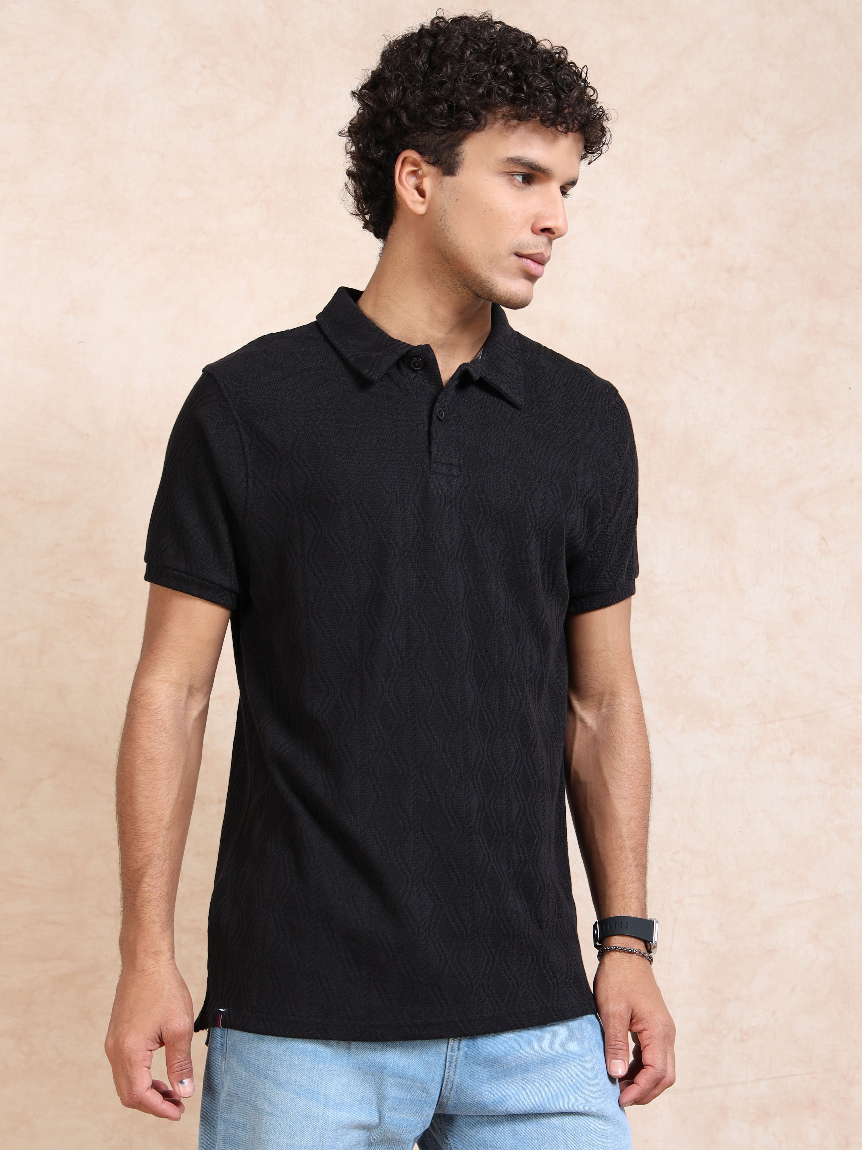 MEN'S BLACK SLIM FIT POLO T SHIRT