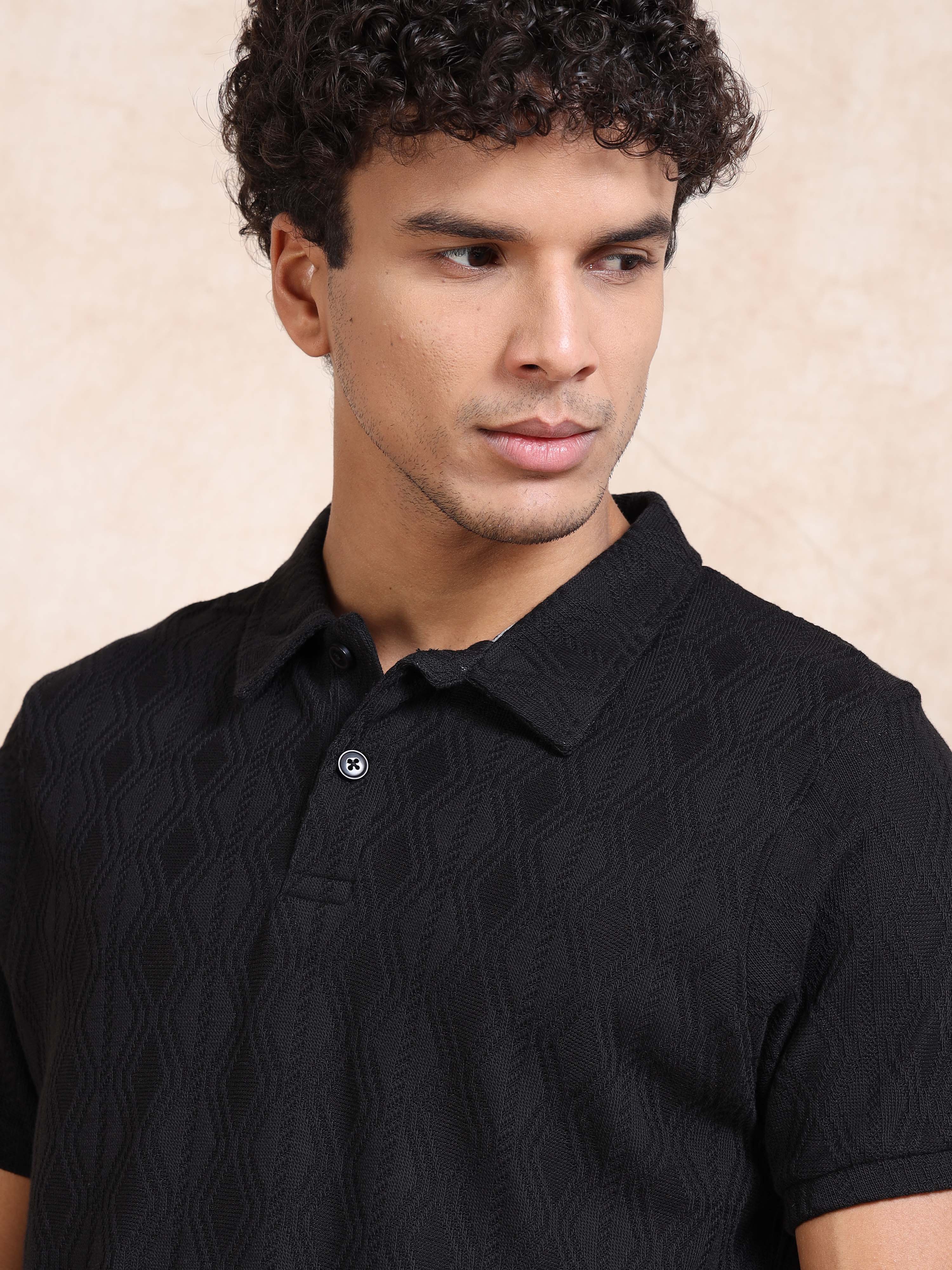 MEN'S BLACK SLIM FIT POLO T SHIRT