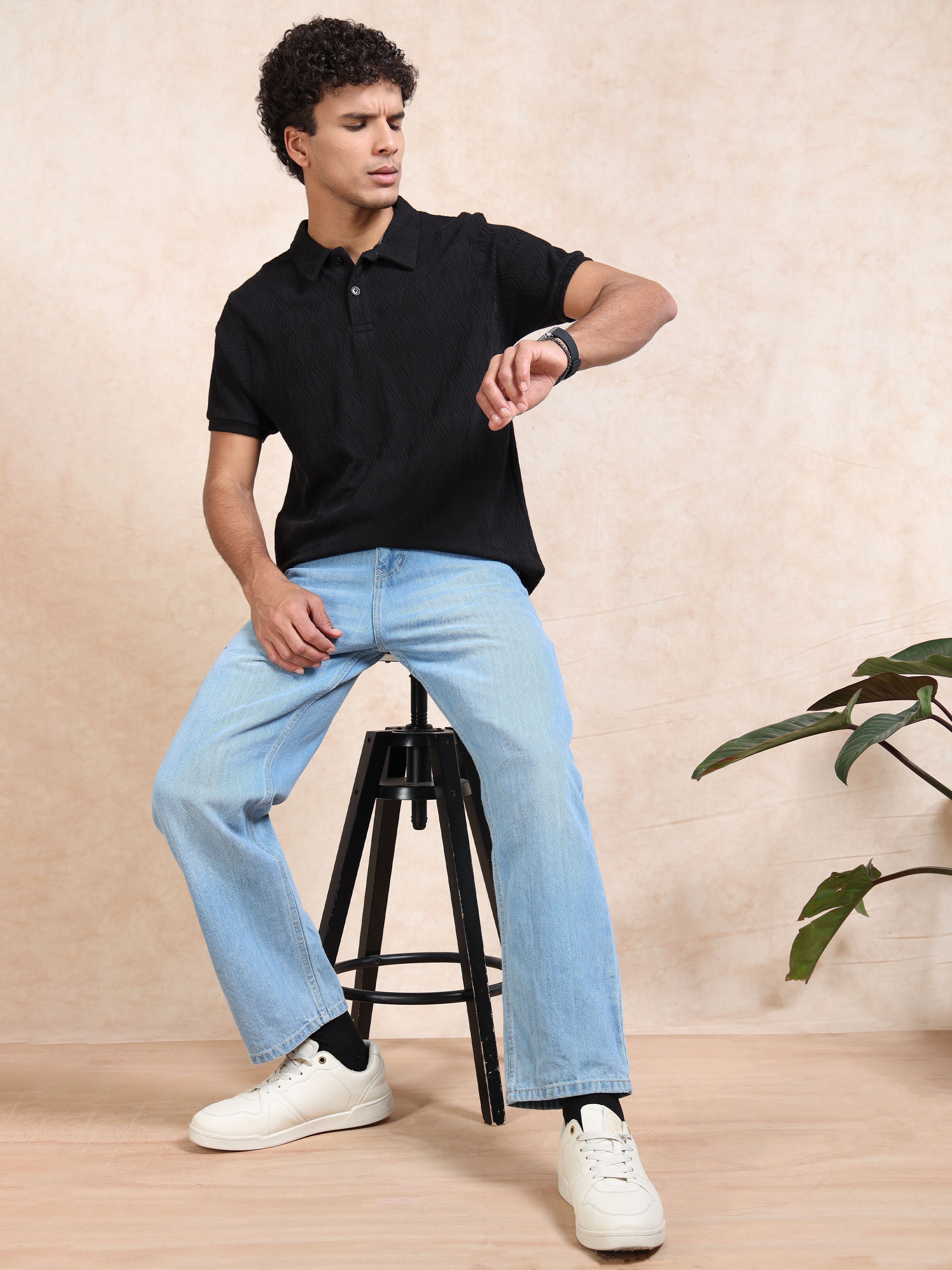 MEN'S BLACK SLIM FIT POLO T SHIRT