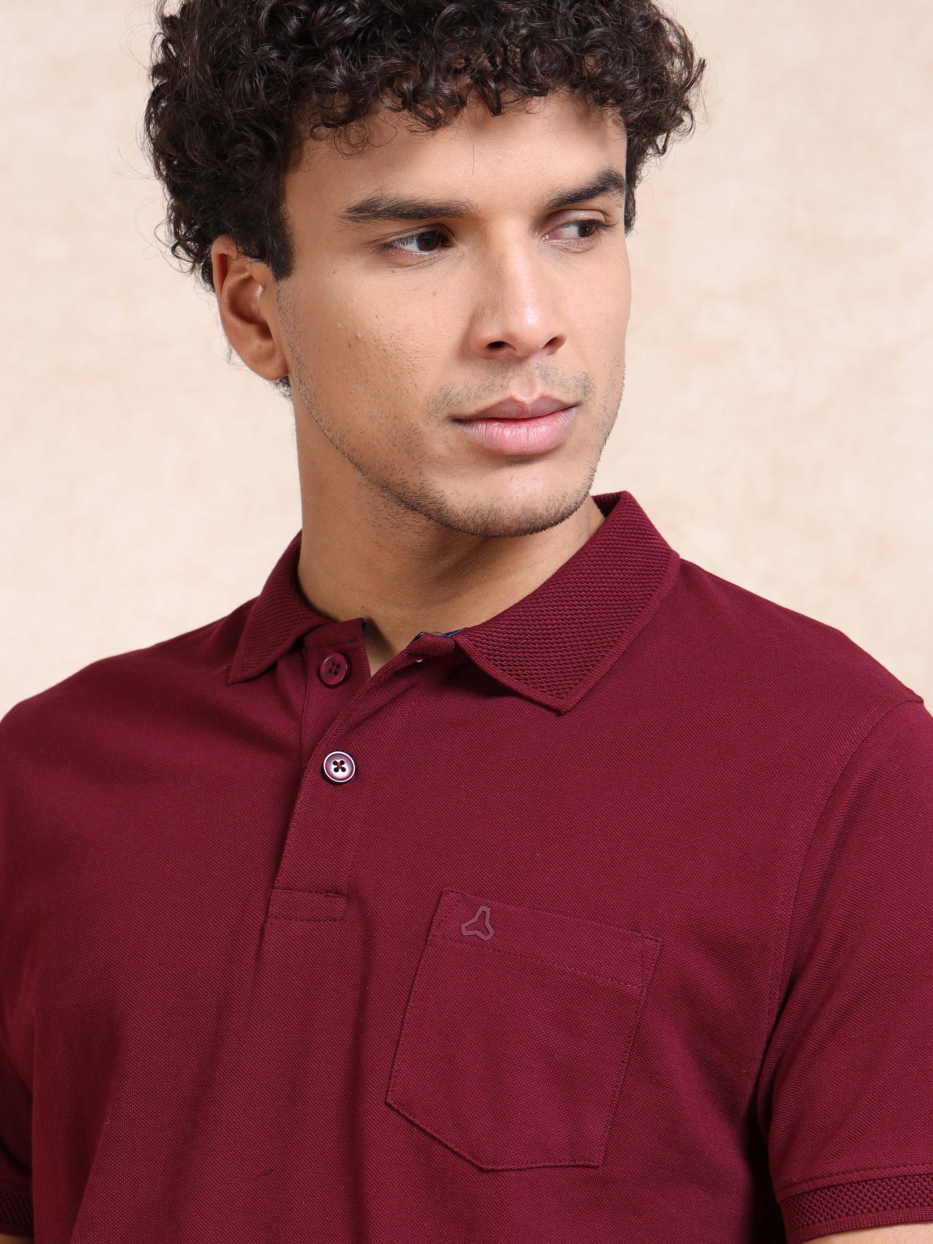 MEN'S MAROON SLIM FIT POLO TSHIRT