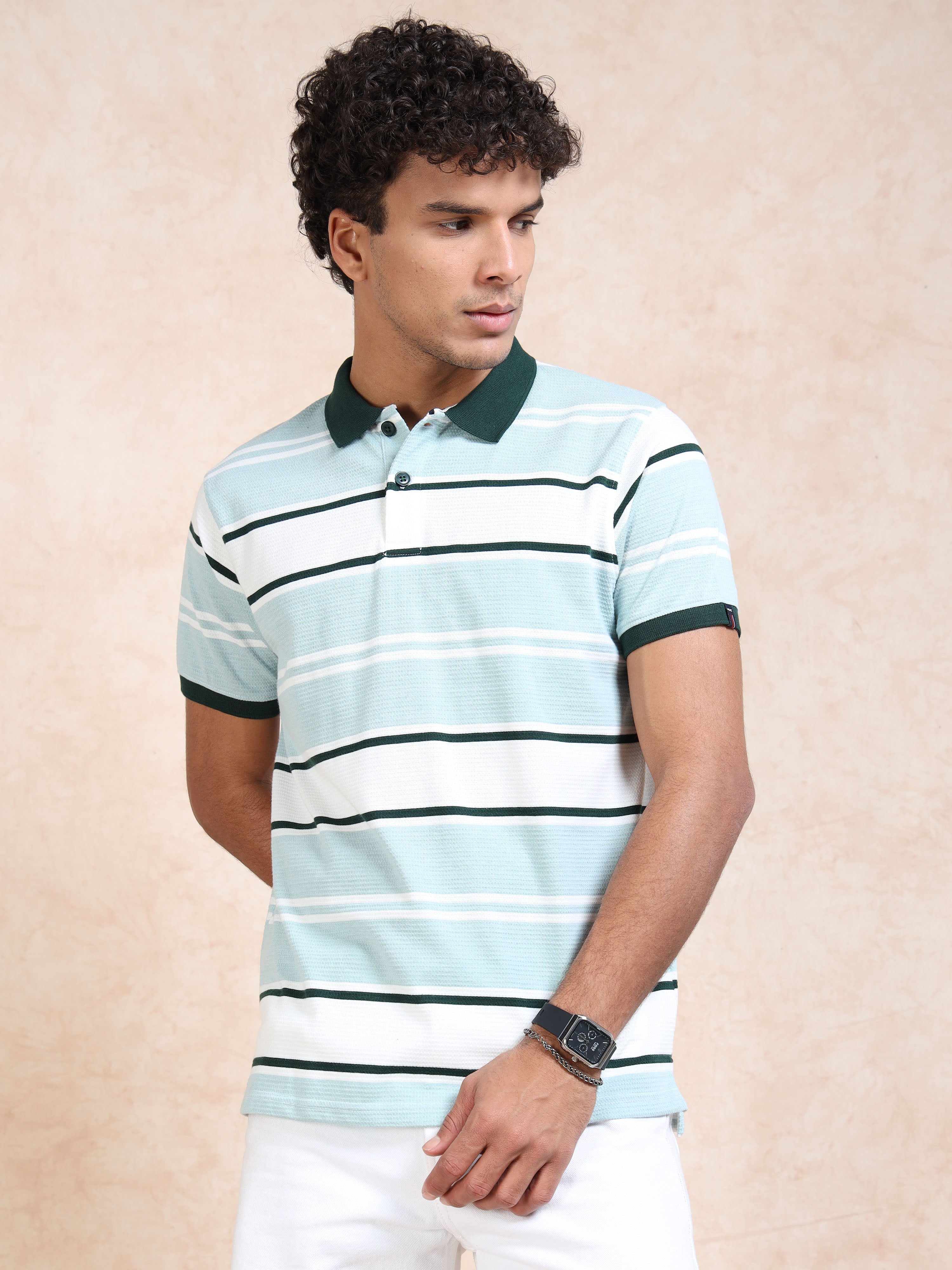 MEN'S GREEN SLIM FIT POLO T SHIRT