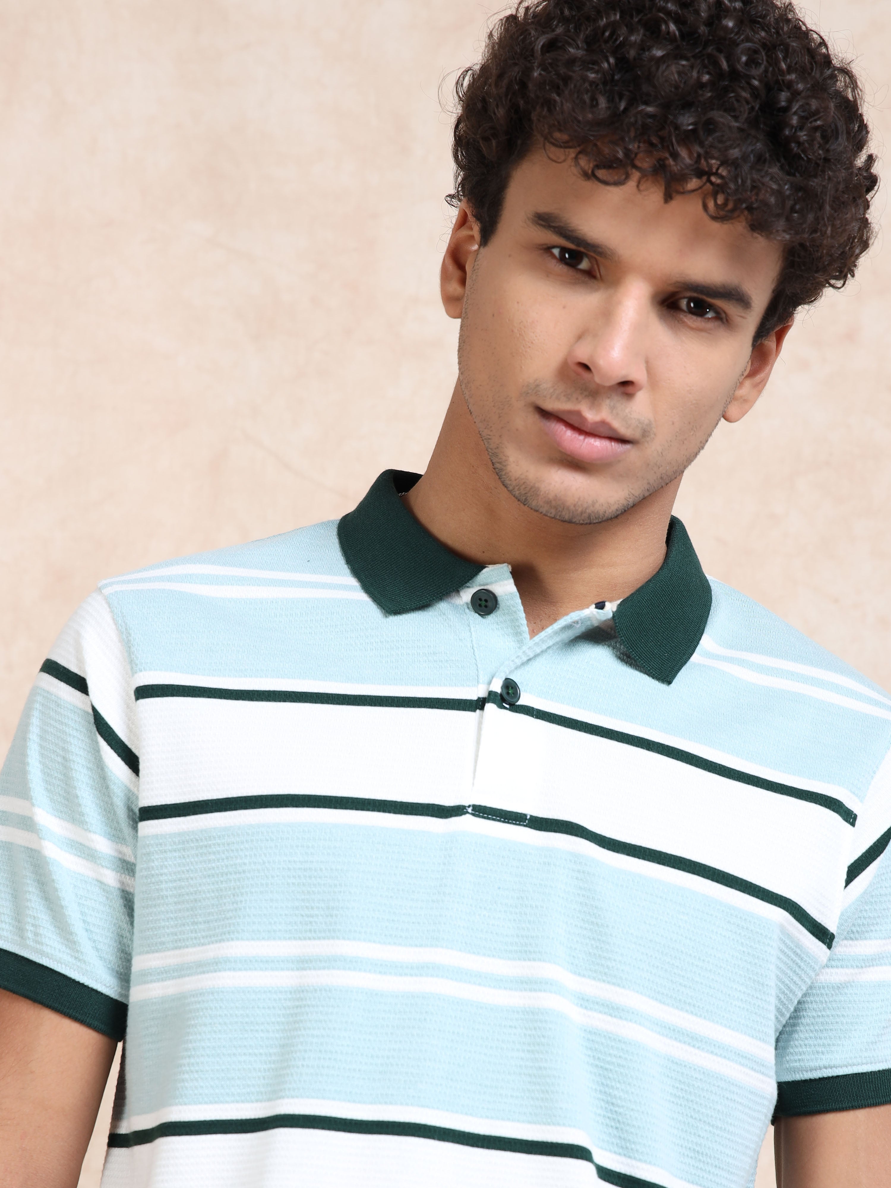 MEN'S GREEN SLIM FIT POLO T SHIRT