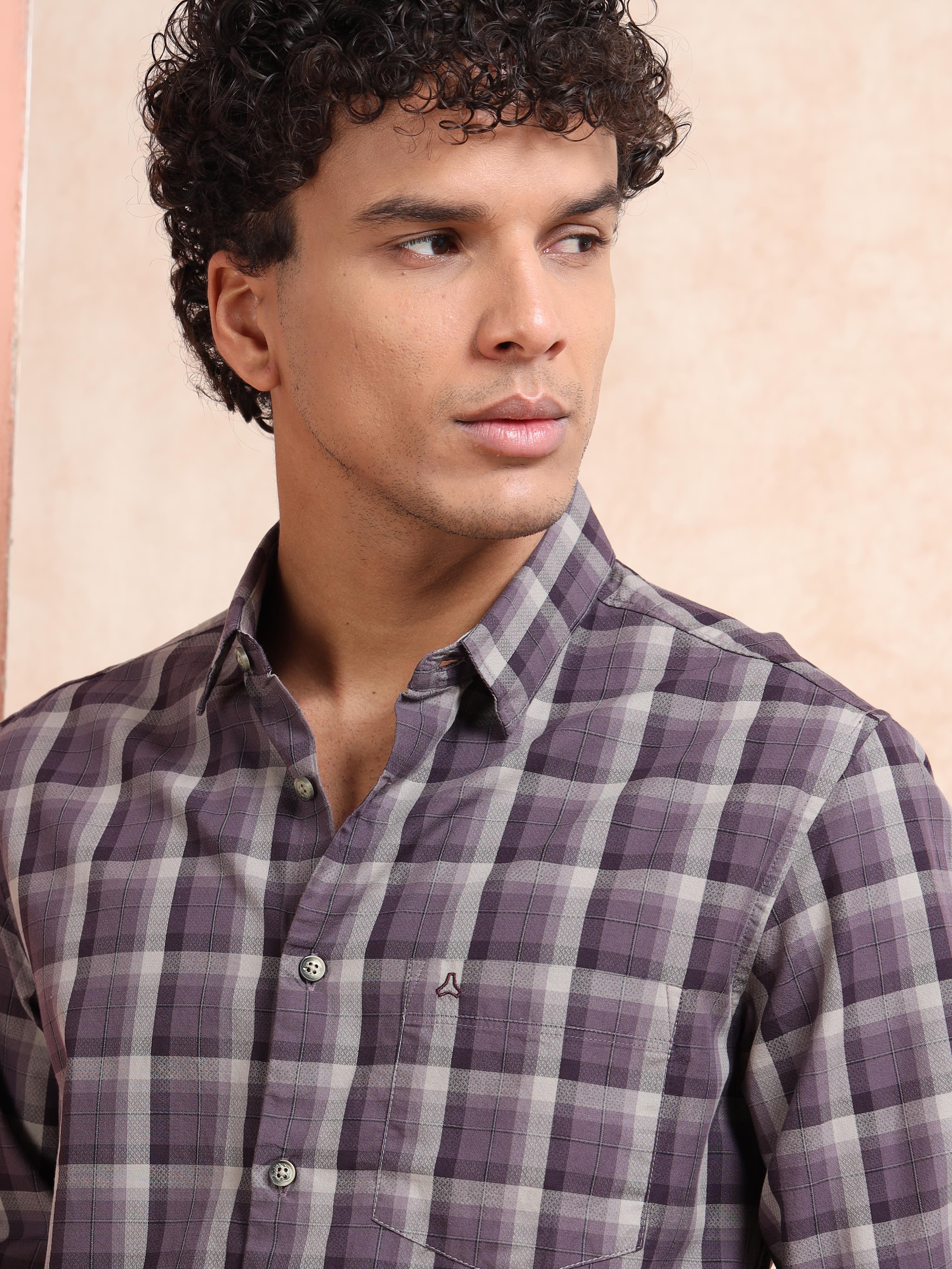 MEN'S PURPLE CHECKS SLIM FIT SHIRT