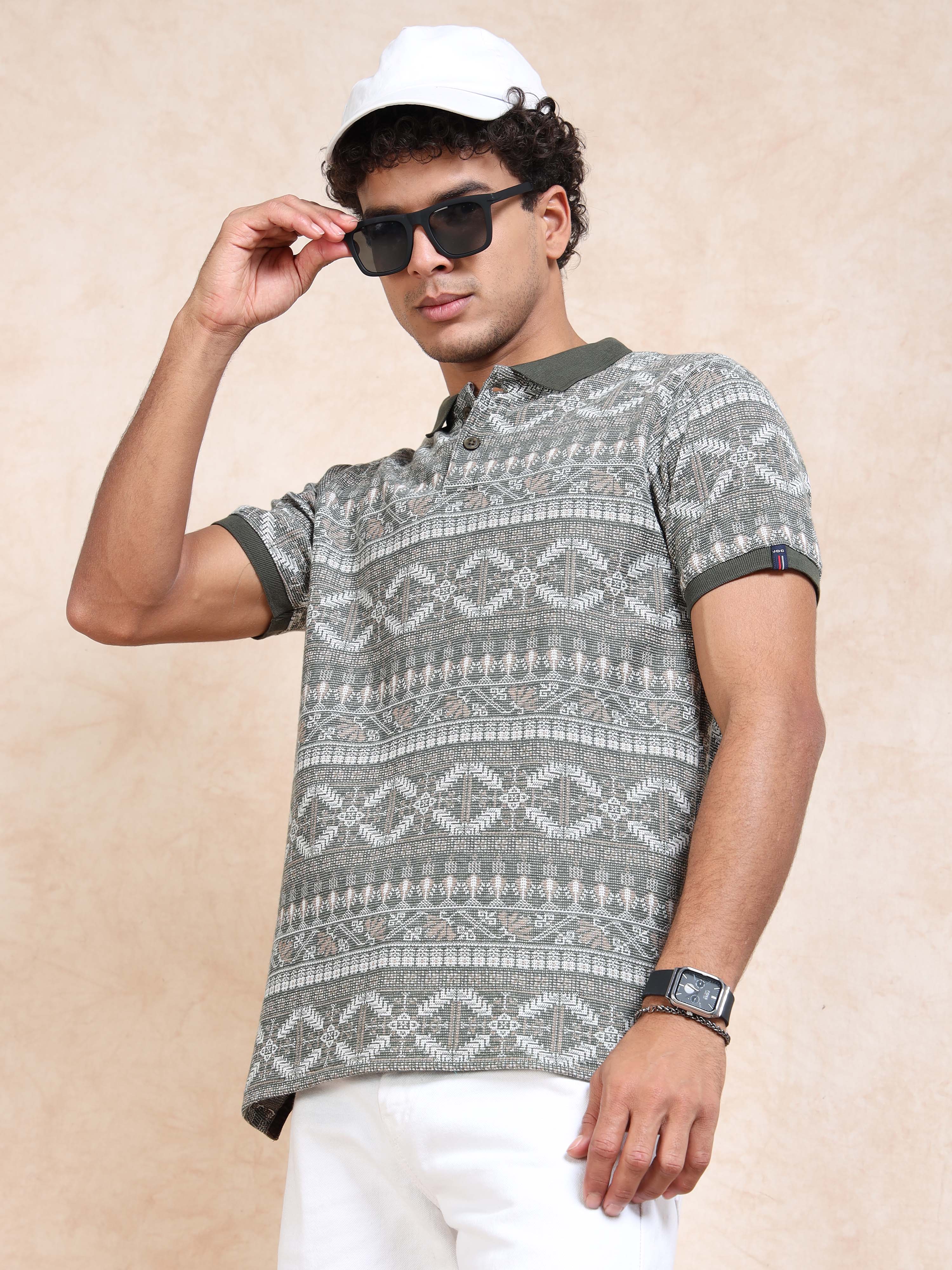 MEN'S GREEN SLIM FIT POLO TSHIRT