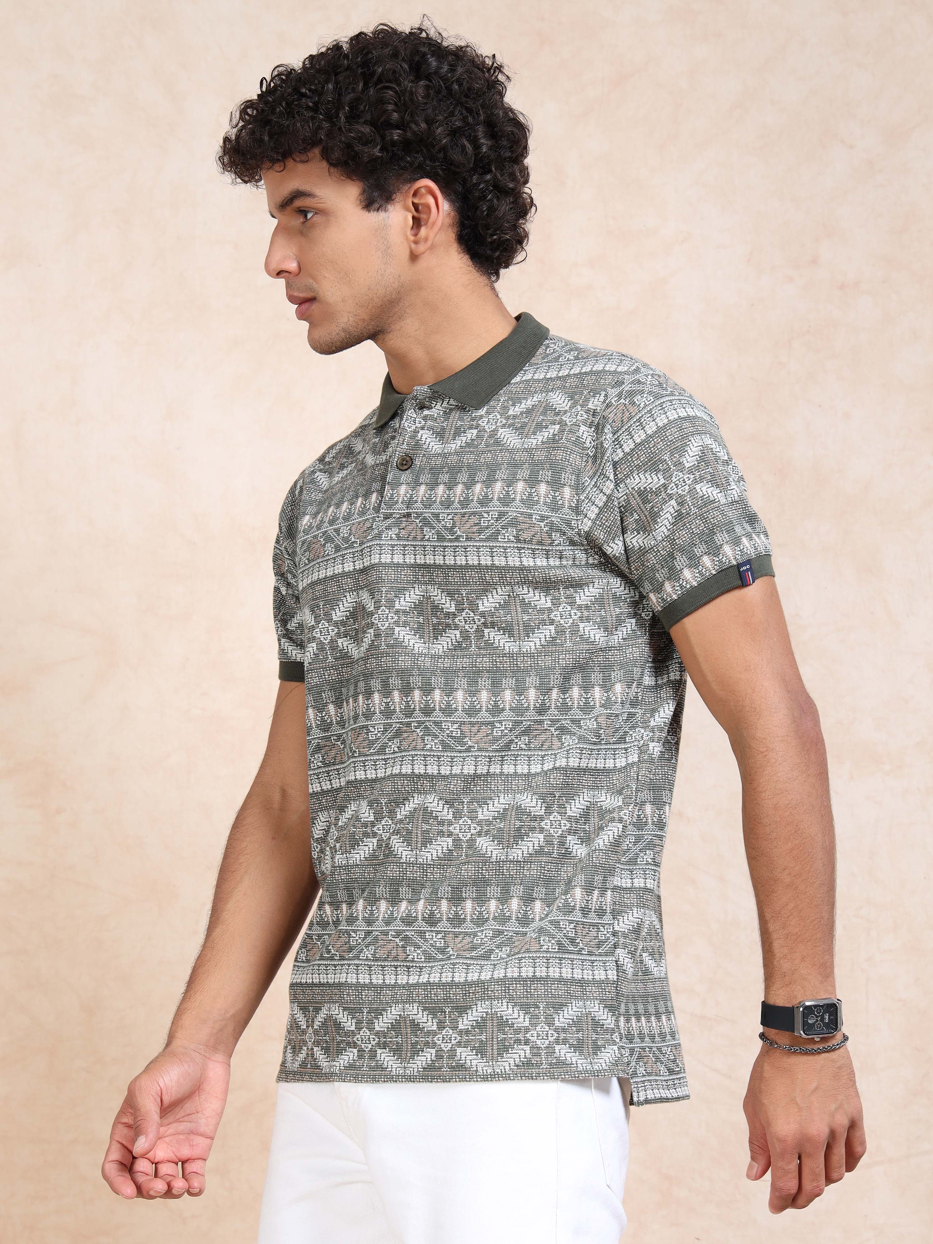 MEN'S GREEN SLIM FIT POLO TSHIRT