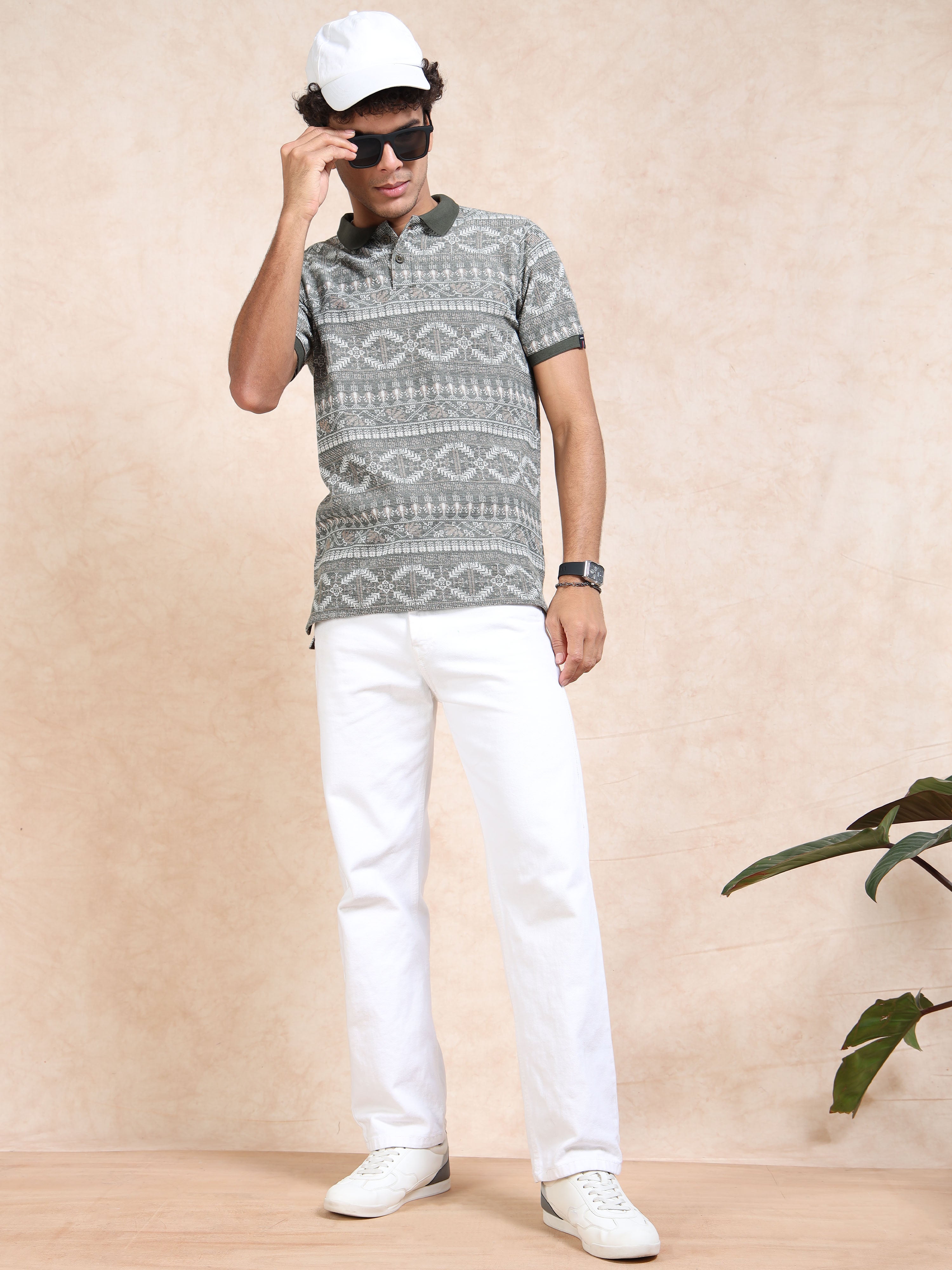 MEN'S GREEN SLIM FIT POLO TSHIRT