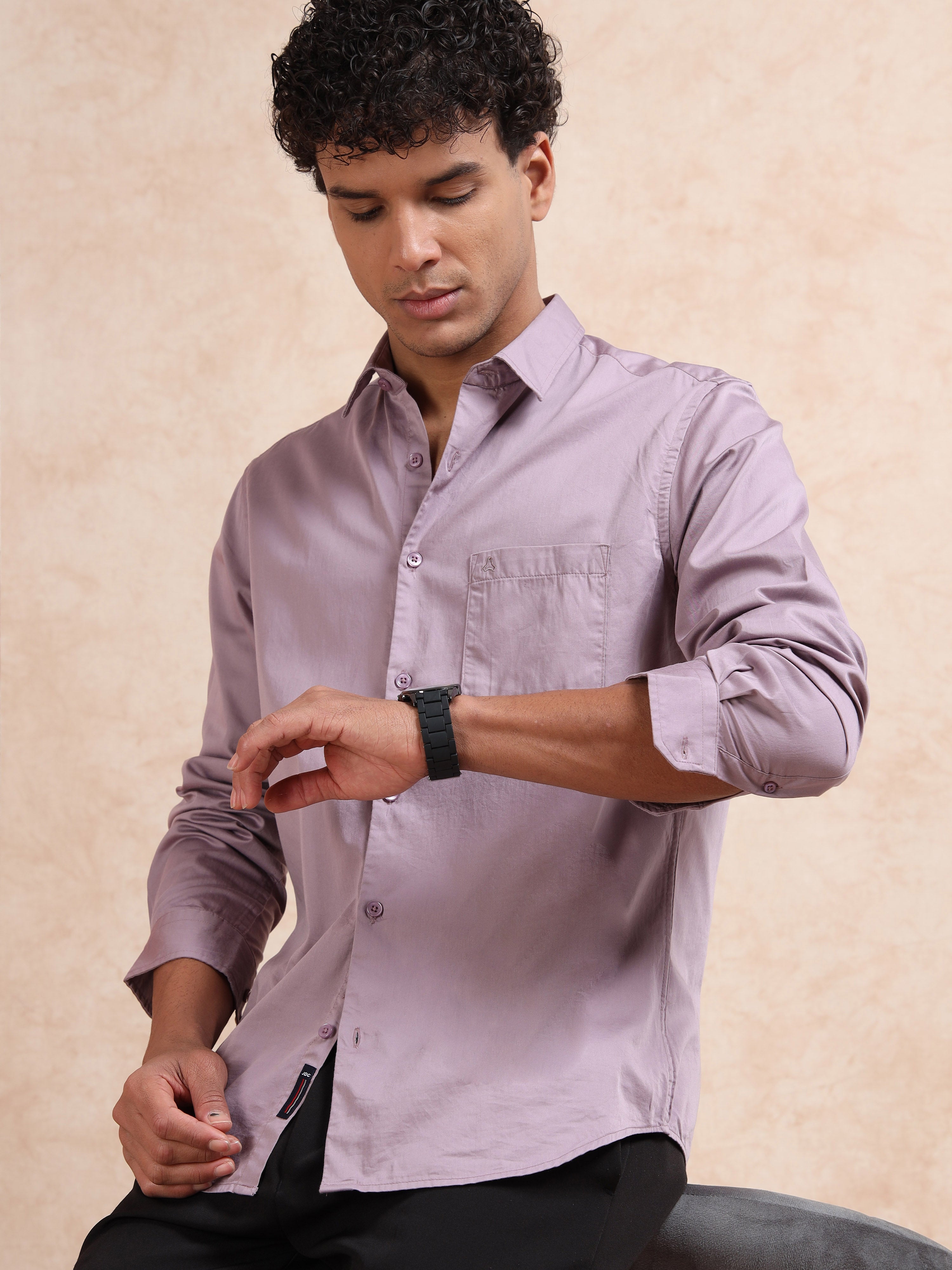 MEN'S ONION PINK SOLID SLIM FIT SHIRT