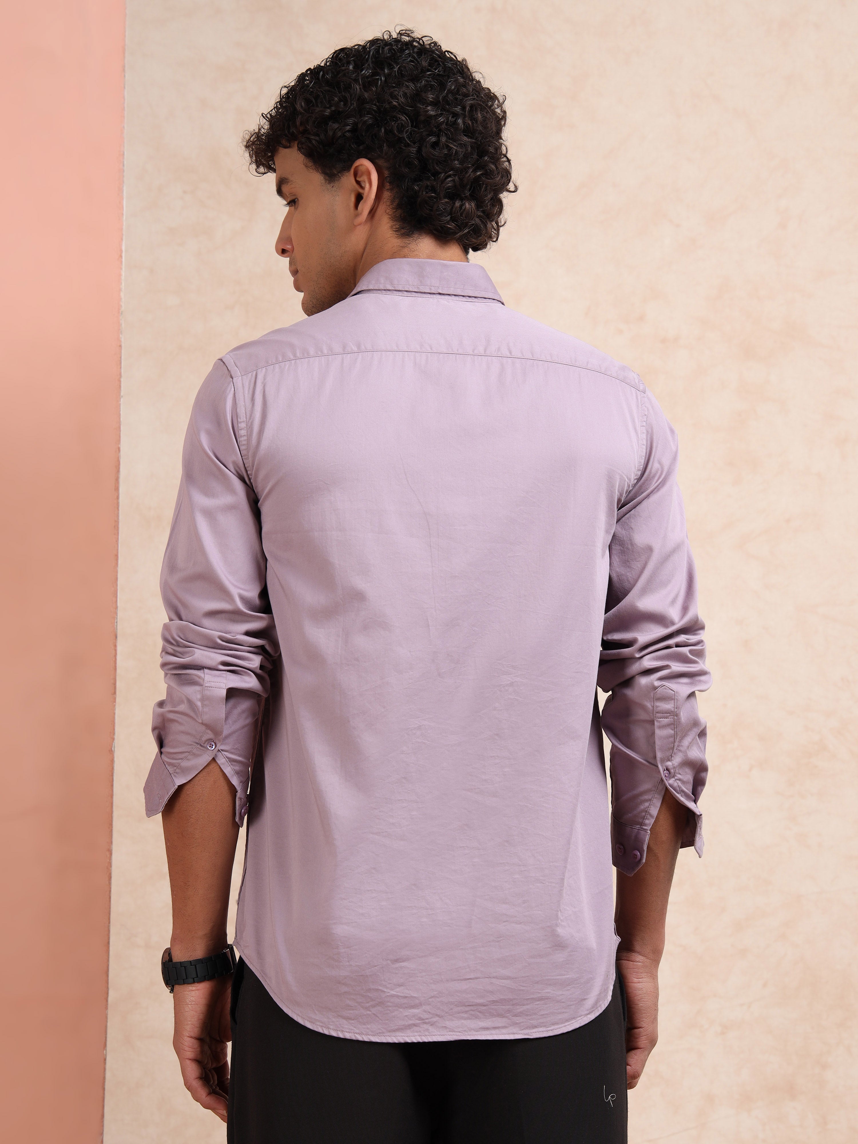 MEN'S ONION PINK SOLID SLIM FIT SHIRT