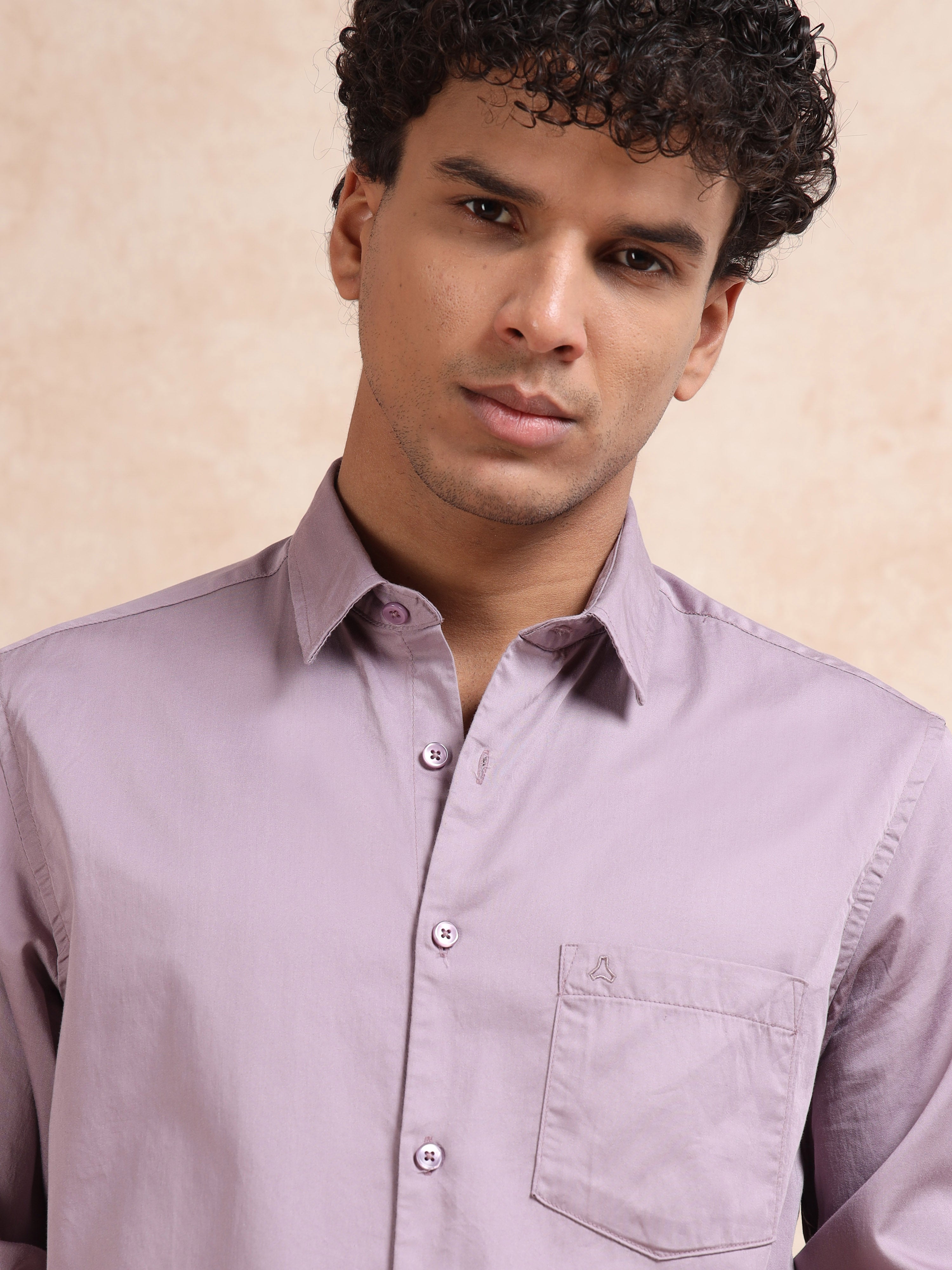 MEN'S ONION PINK SOLID SLIM FIT SHIRT