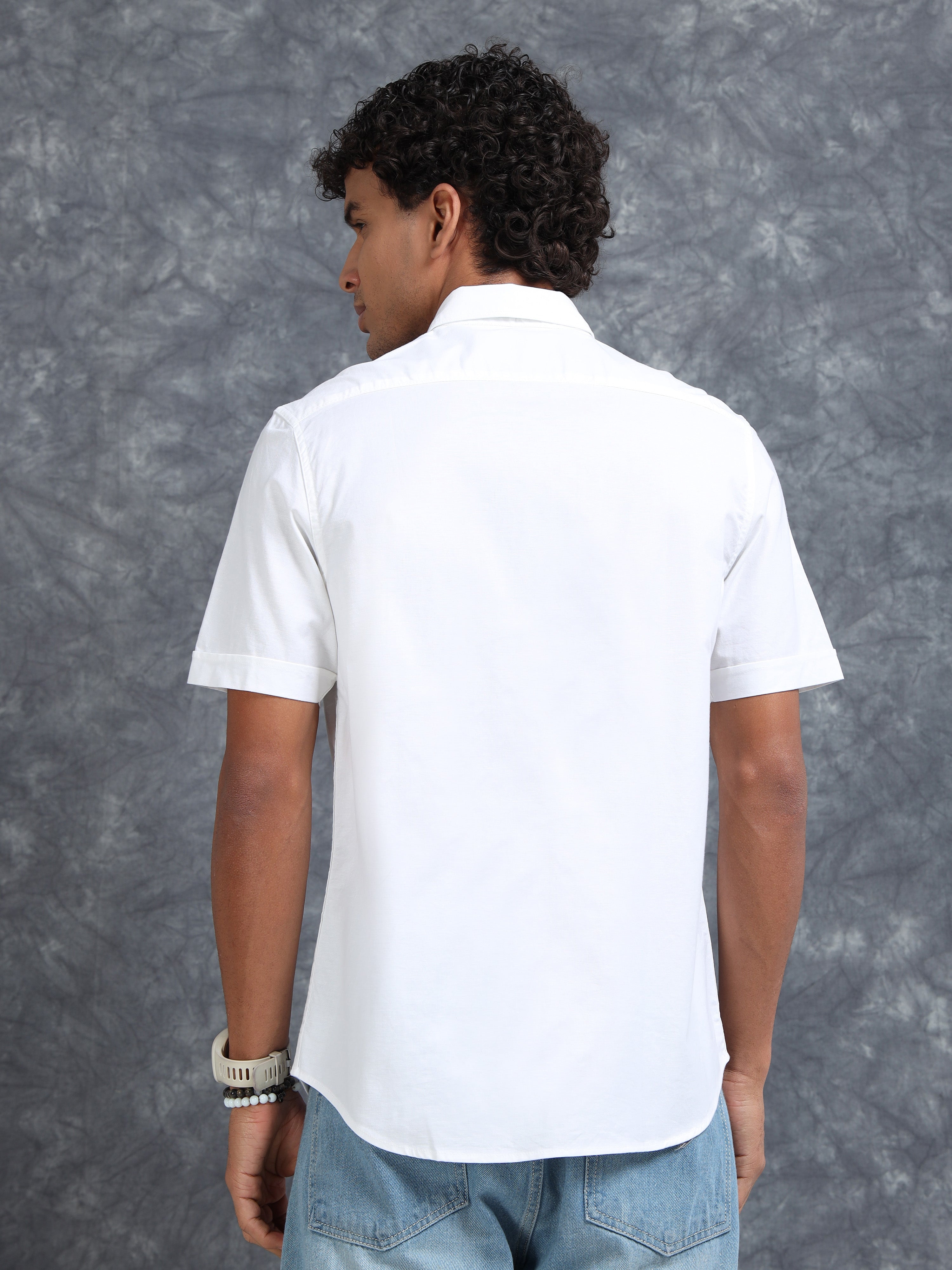 MEN'S WHITE SOLID SLIM FIT SHIRT