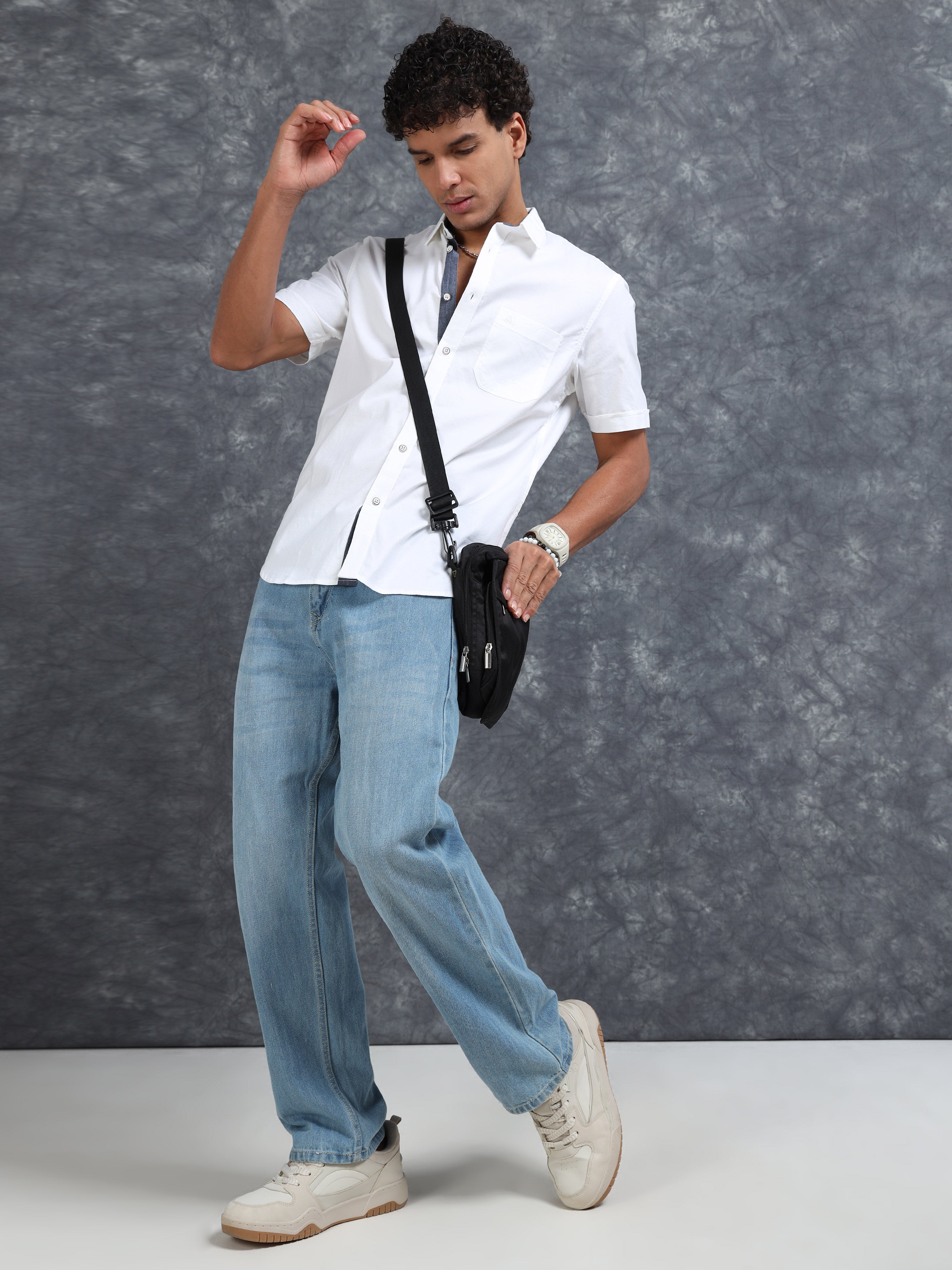 MEN'S WHITE SOLID SLIM FIT SHIRT