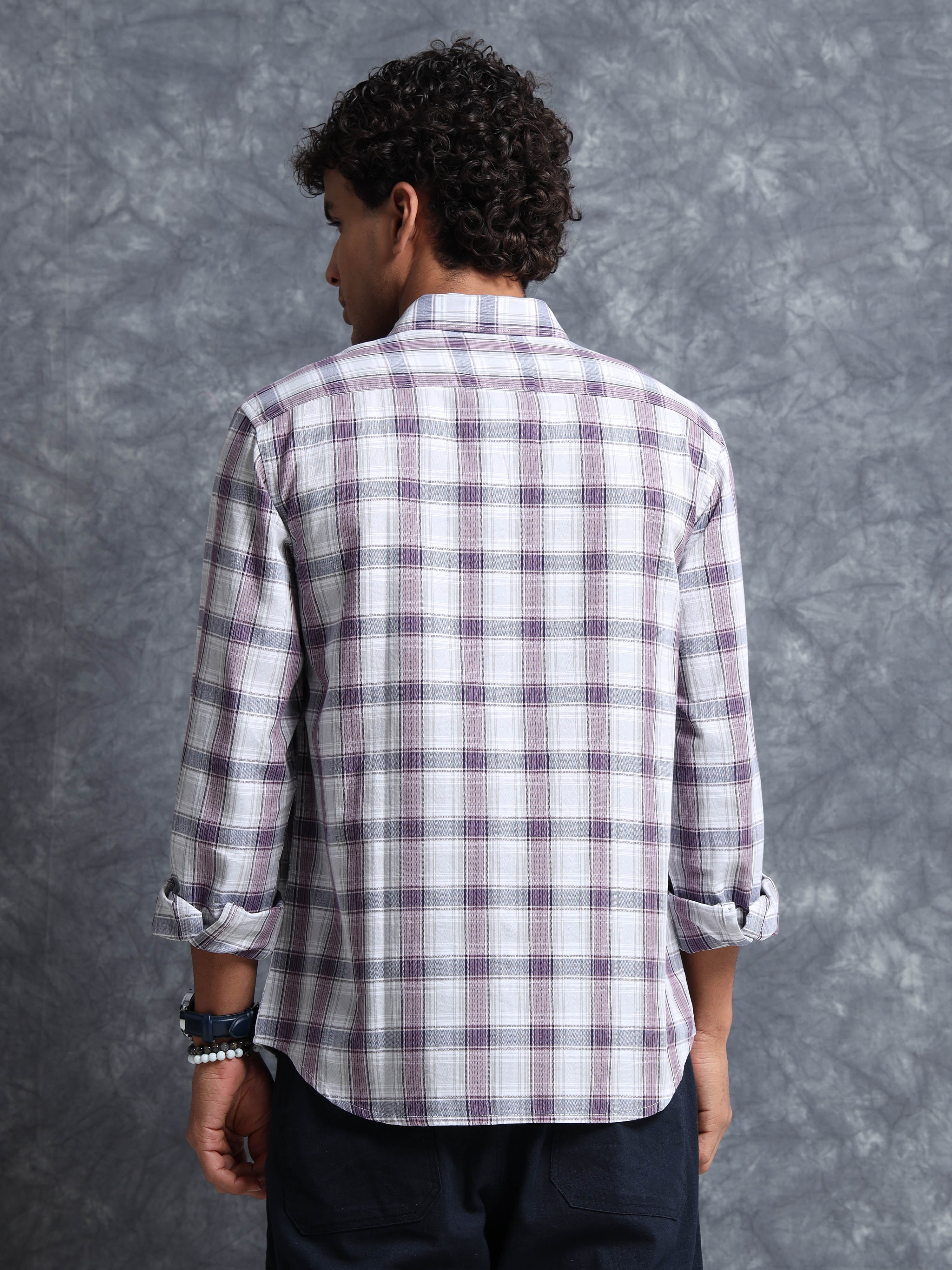 MEN'S PURPLE CHECKS SLIM FIT SHIRT