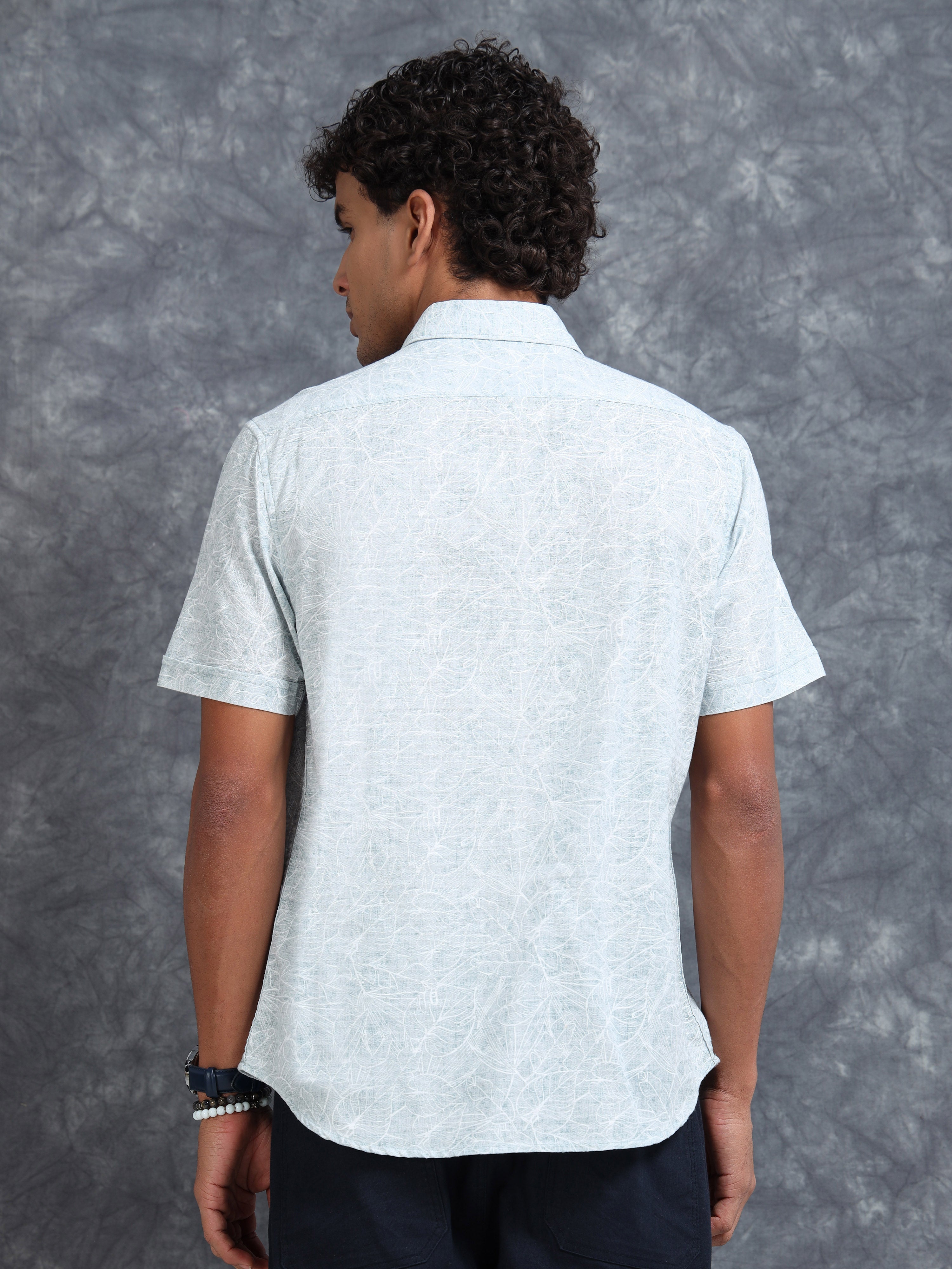 MEN'S BLUE PRINT SLIM FIT SHIRT