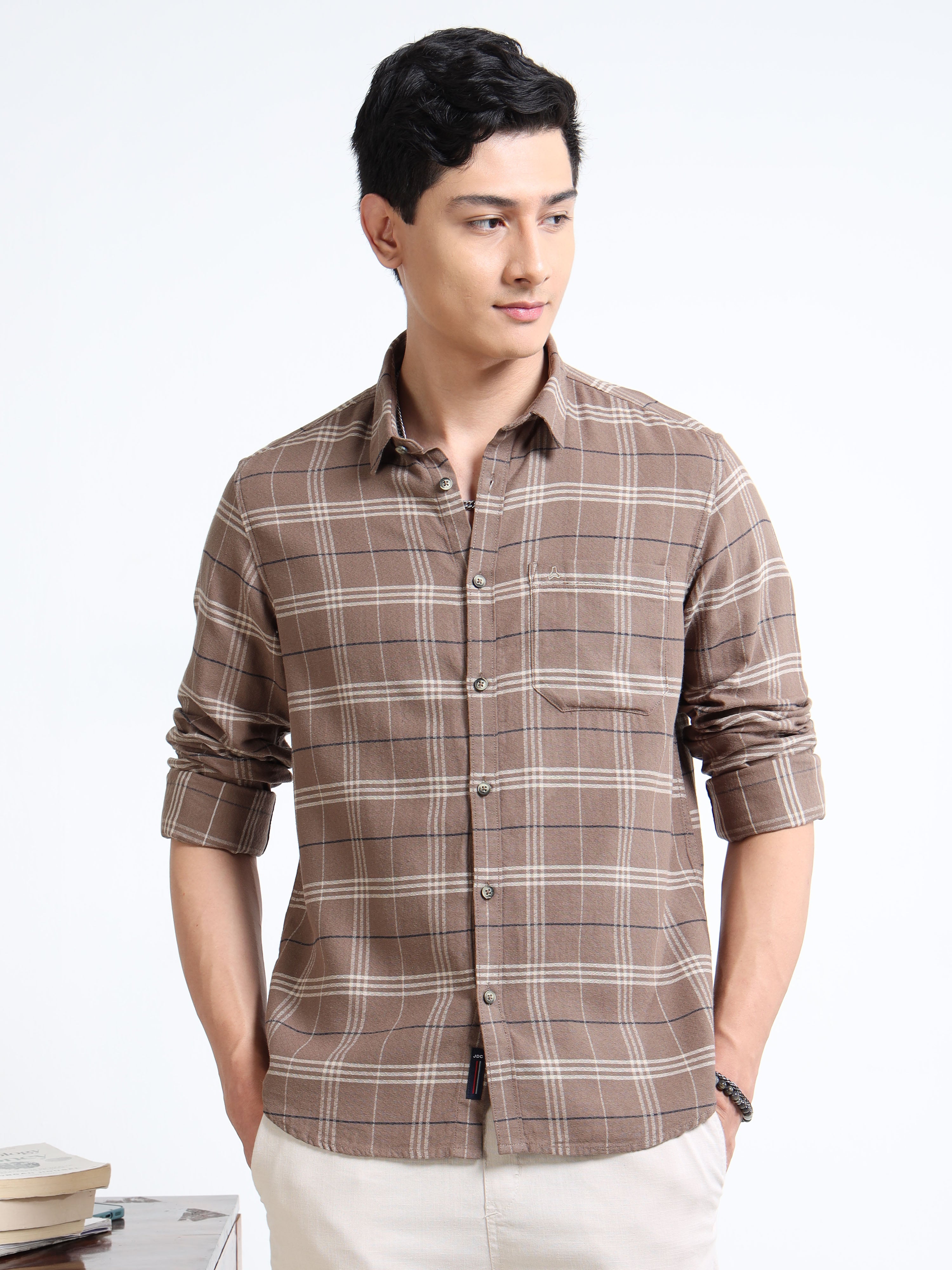 MEN'S BISCUT CHECKS SLIM FIT SHIRT