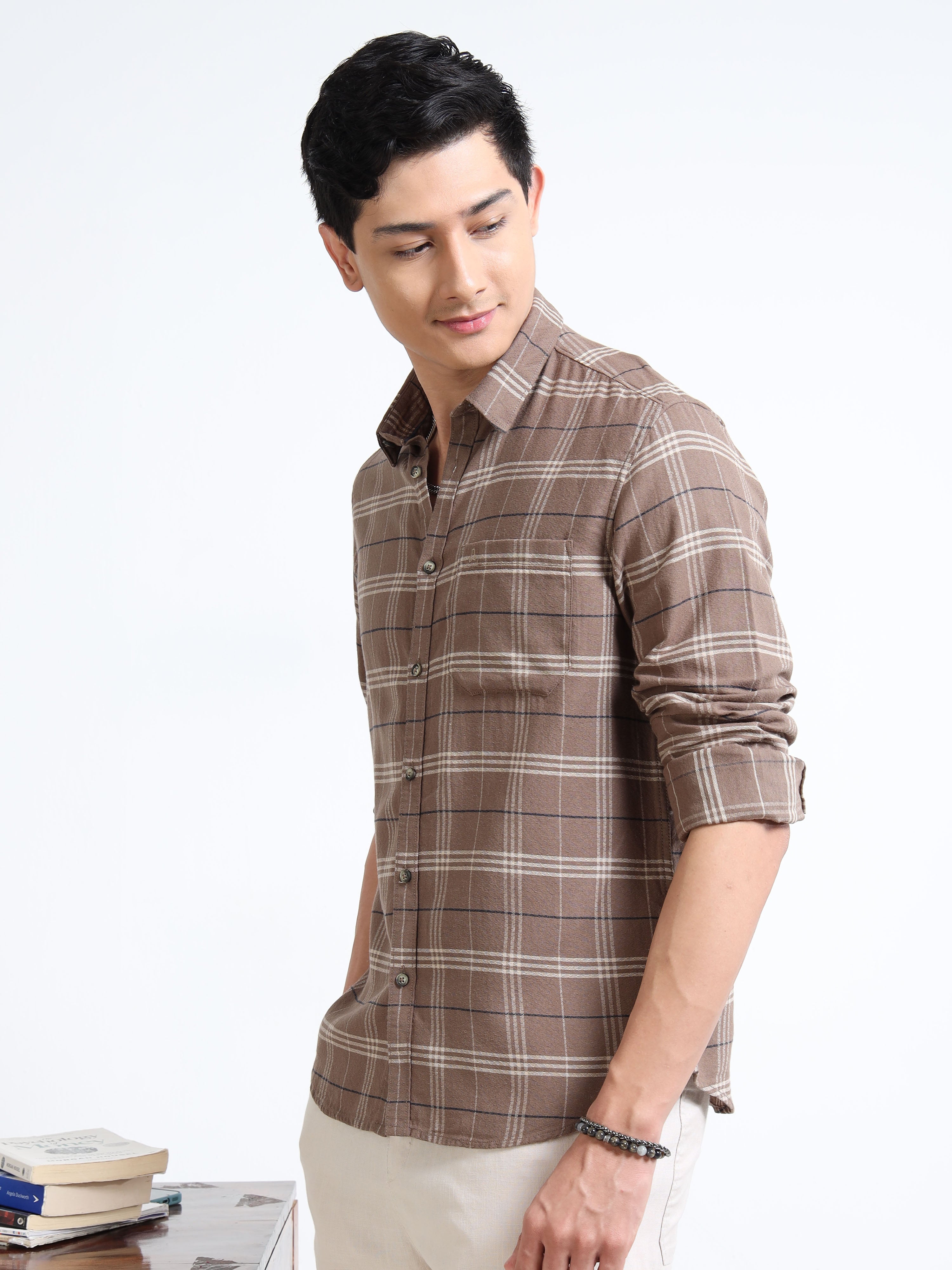 MEN'S BISCUT CHECKS SLIM FIT SHIRT