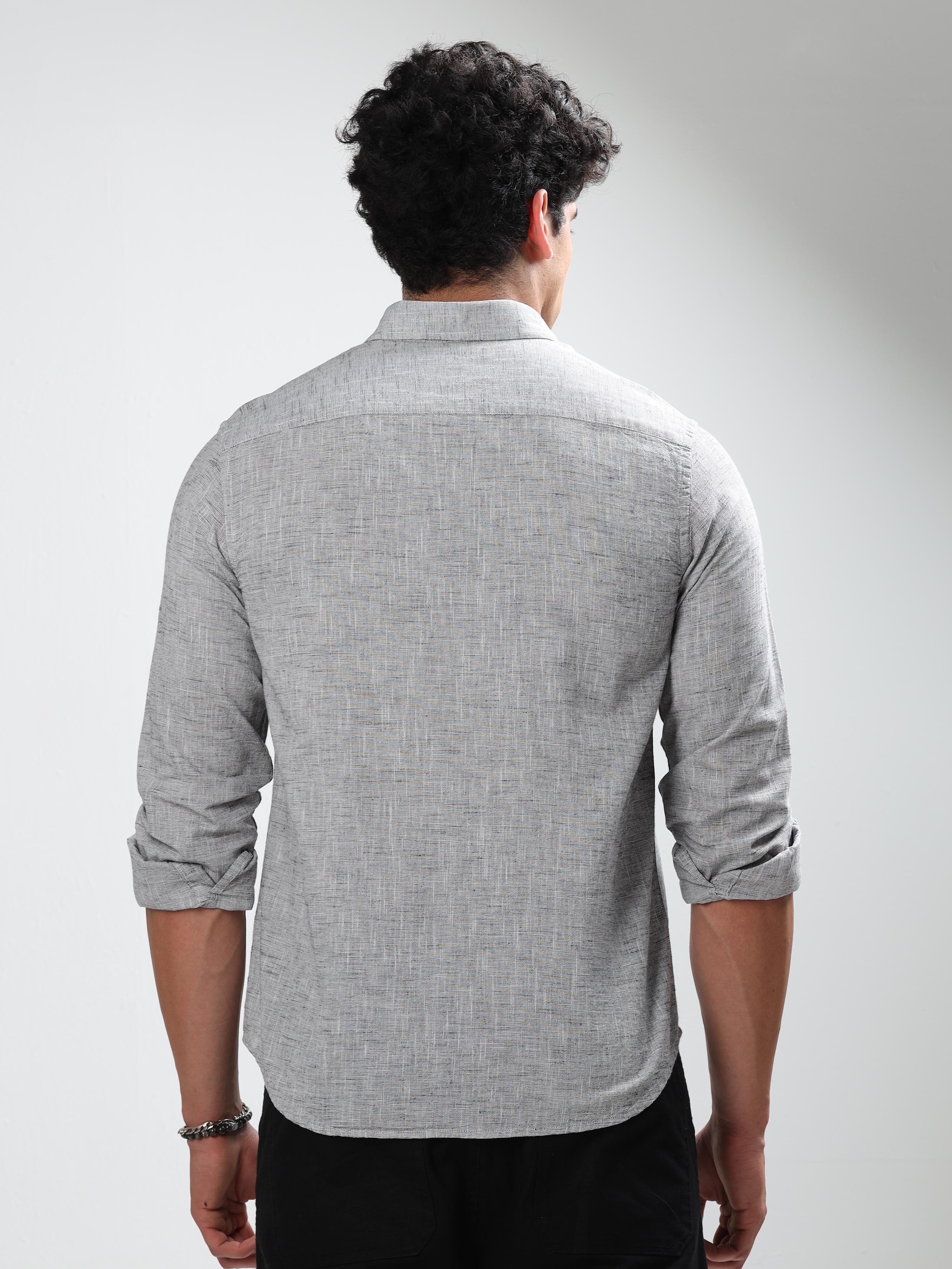 MEN'S BLACK SOLID SLIM FIT SHIRT